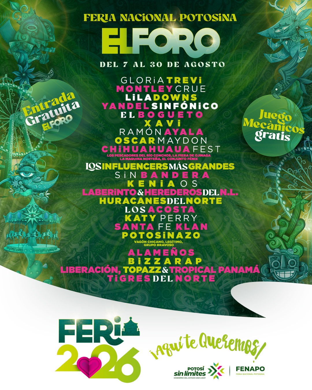 Cartelera El Foro Feria Nacional Potosina 2026