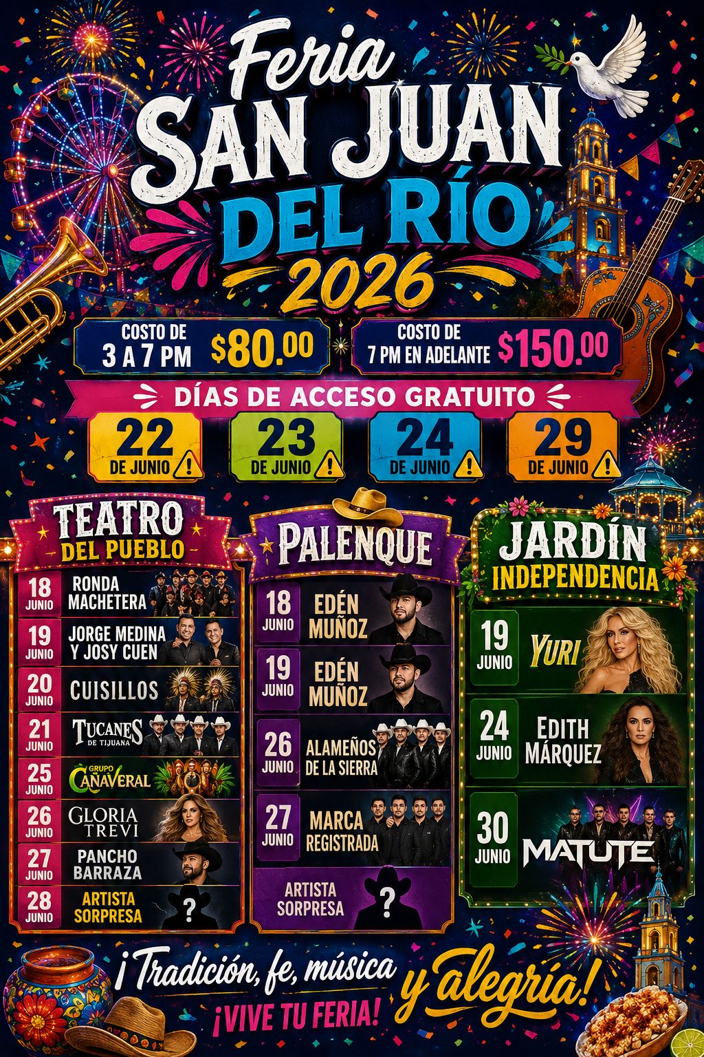 Elenco Feria San Juan del Río 2026