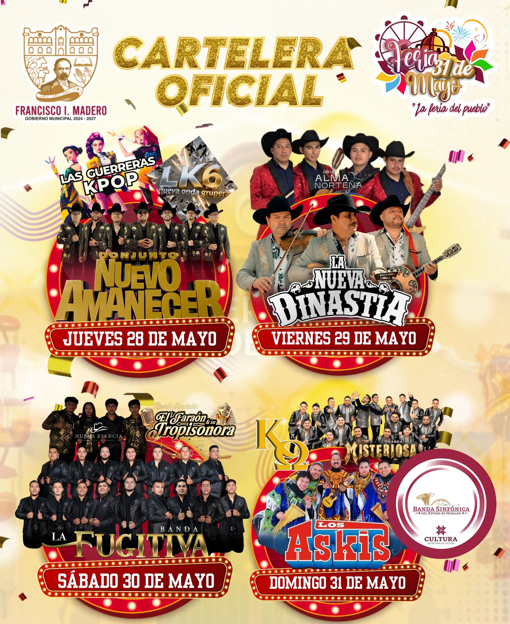 Cartelera Artística Feria del 31 de mayo Tepatepec 2026