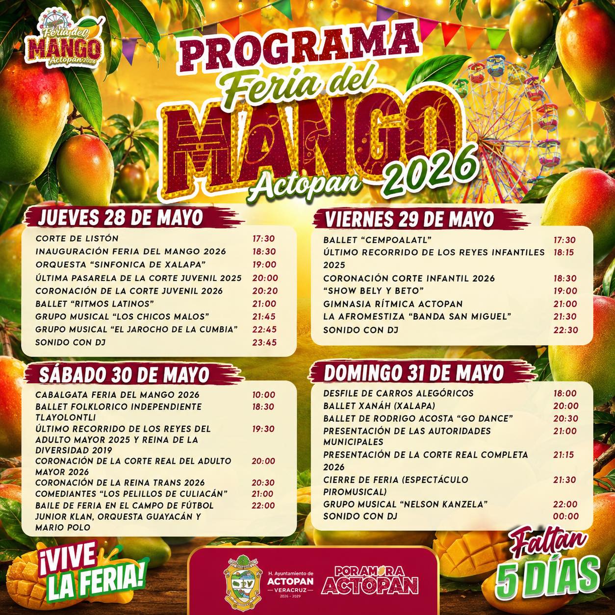 Feria del Mango Actopan 2026 Programa Completo