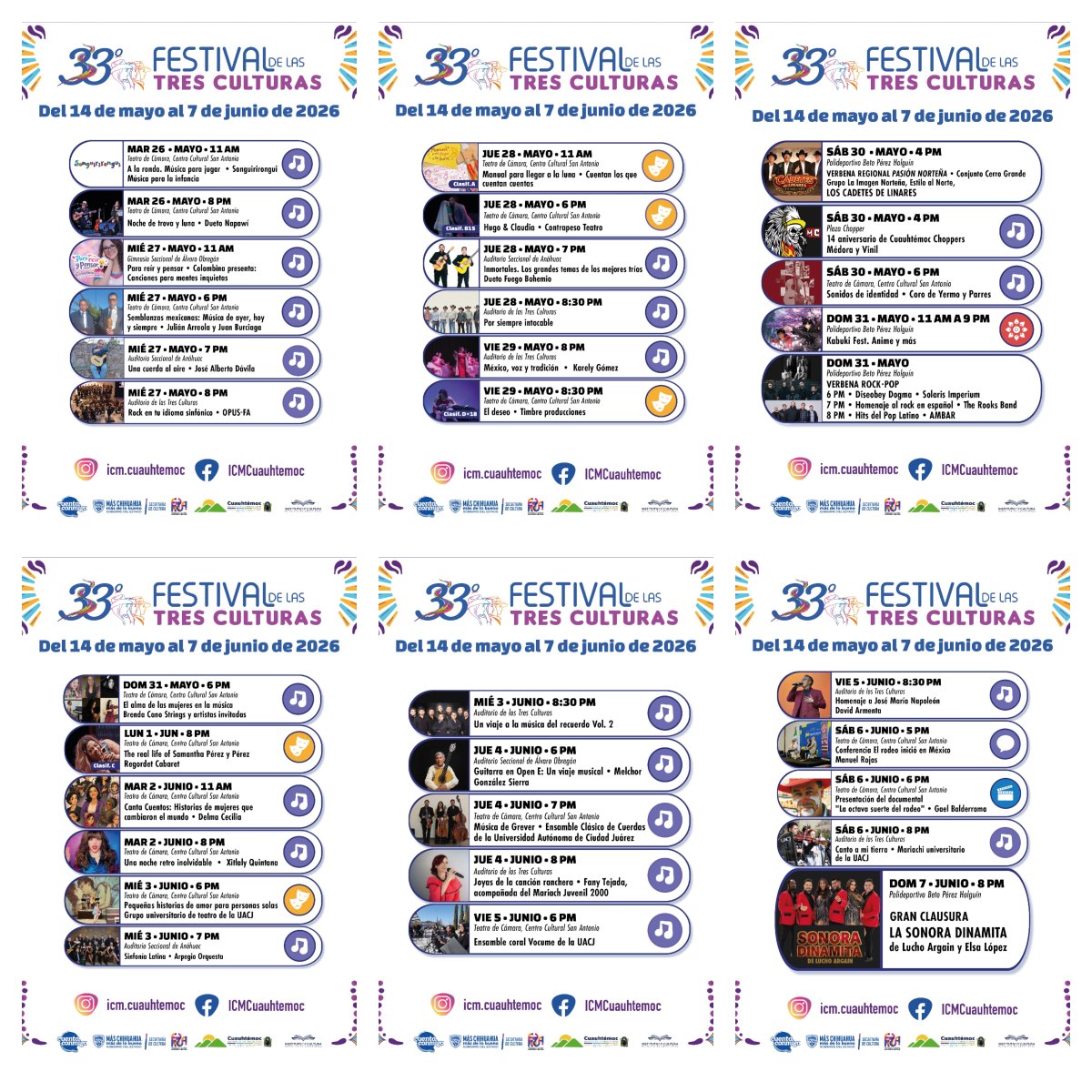 Programa Festival de las Tres Culturas Cuauhtémoc 2026 - Parte 2