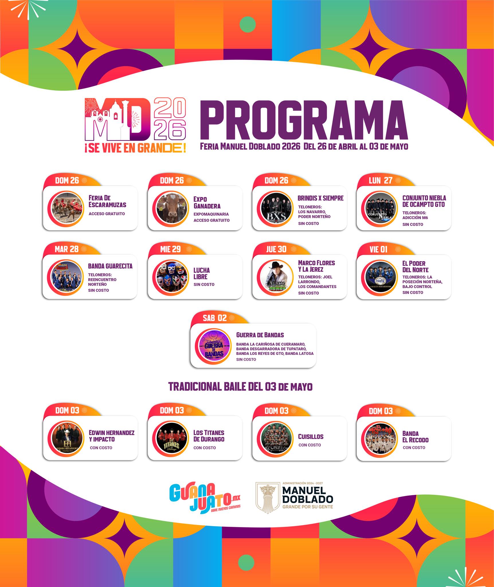Programa Fiestas de Mayo Manuel Doblado 2026