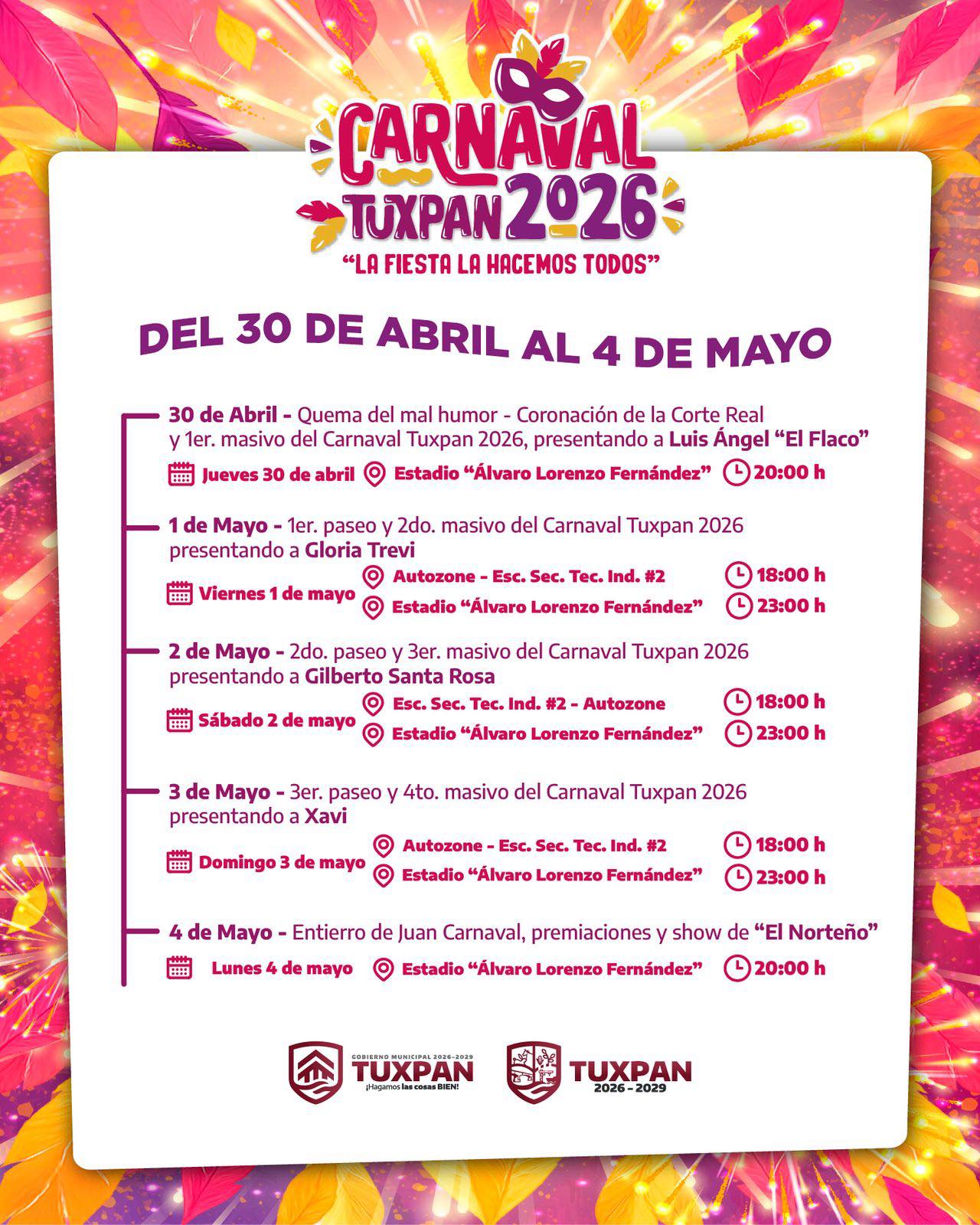 Programa completo Carnaval Tuxpan 2026