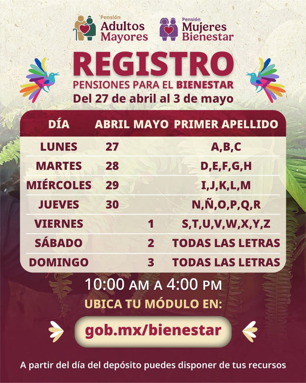 Pensiones para el Bienestar 2026