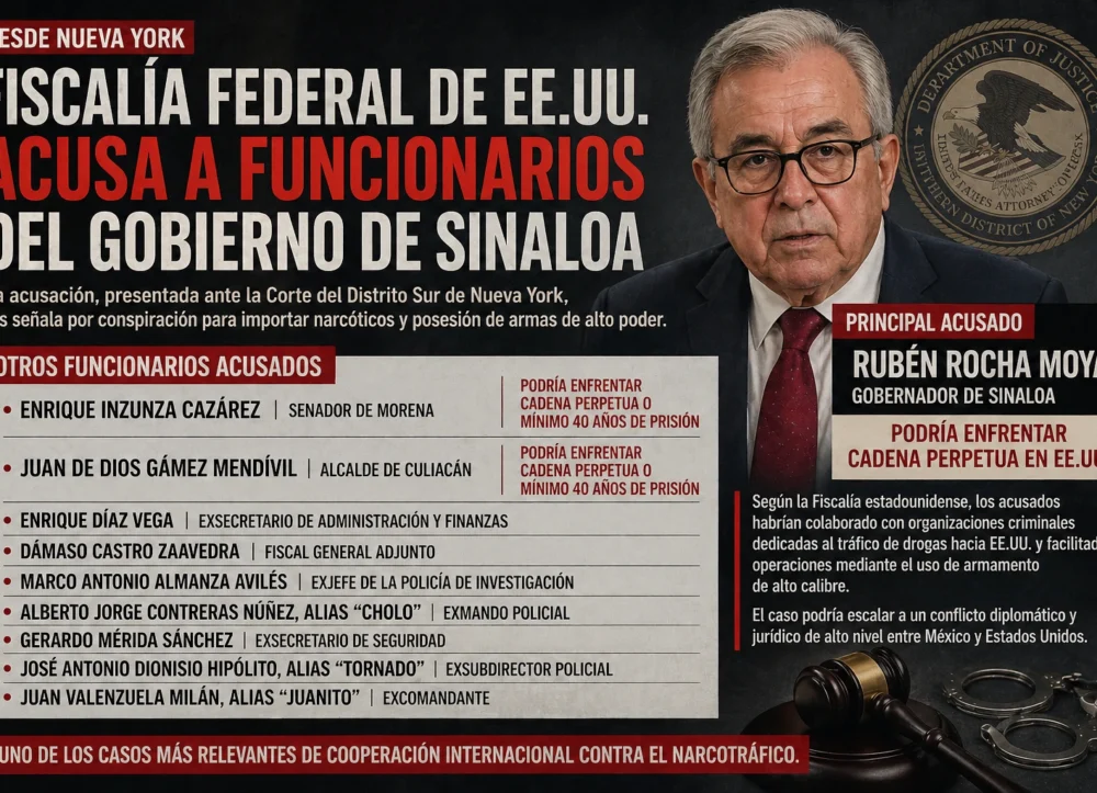 Rubén Rocha Moya y más acusados por Estados Unidos