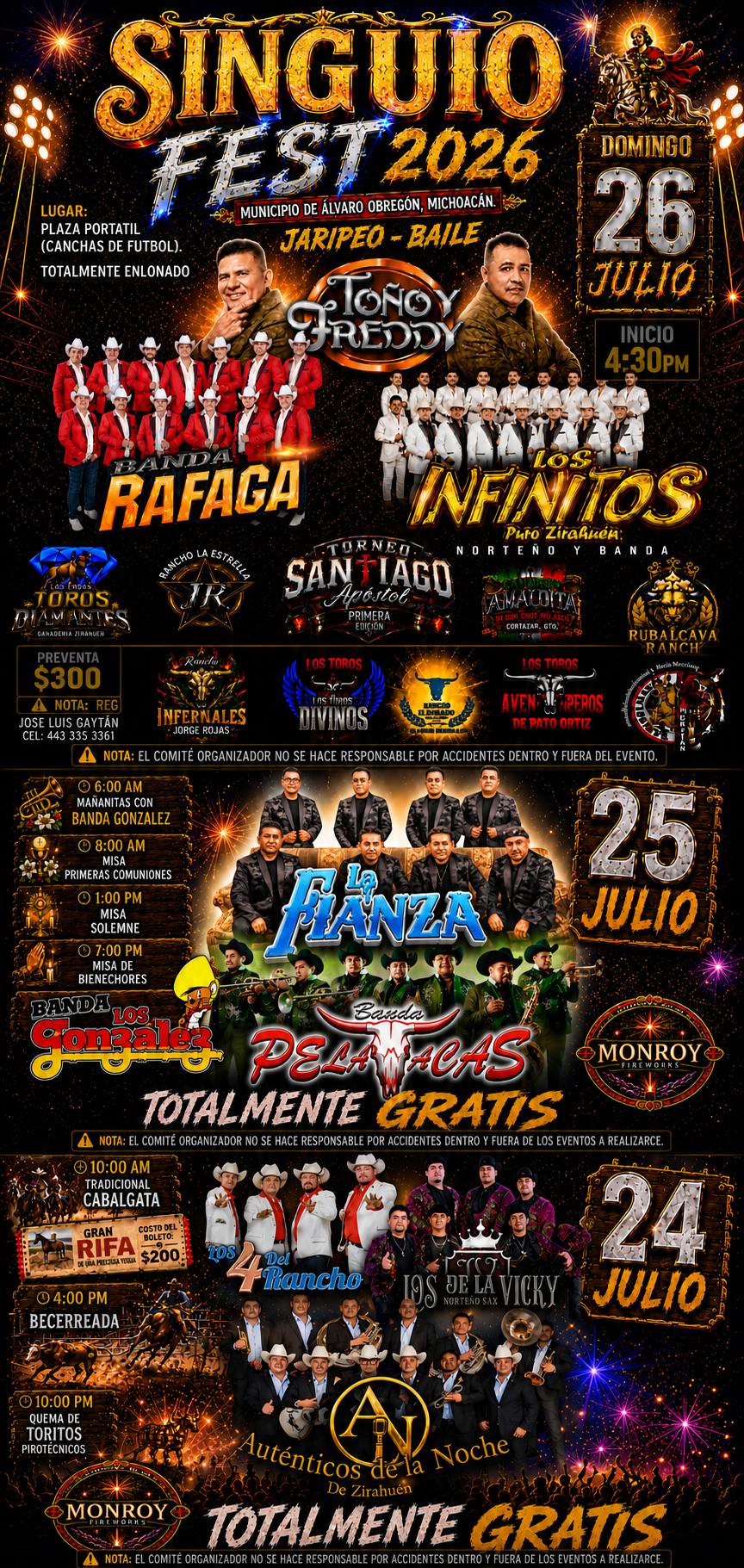 Cartelera artística Singuio Fest Fiesta Patronal 2026