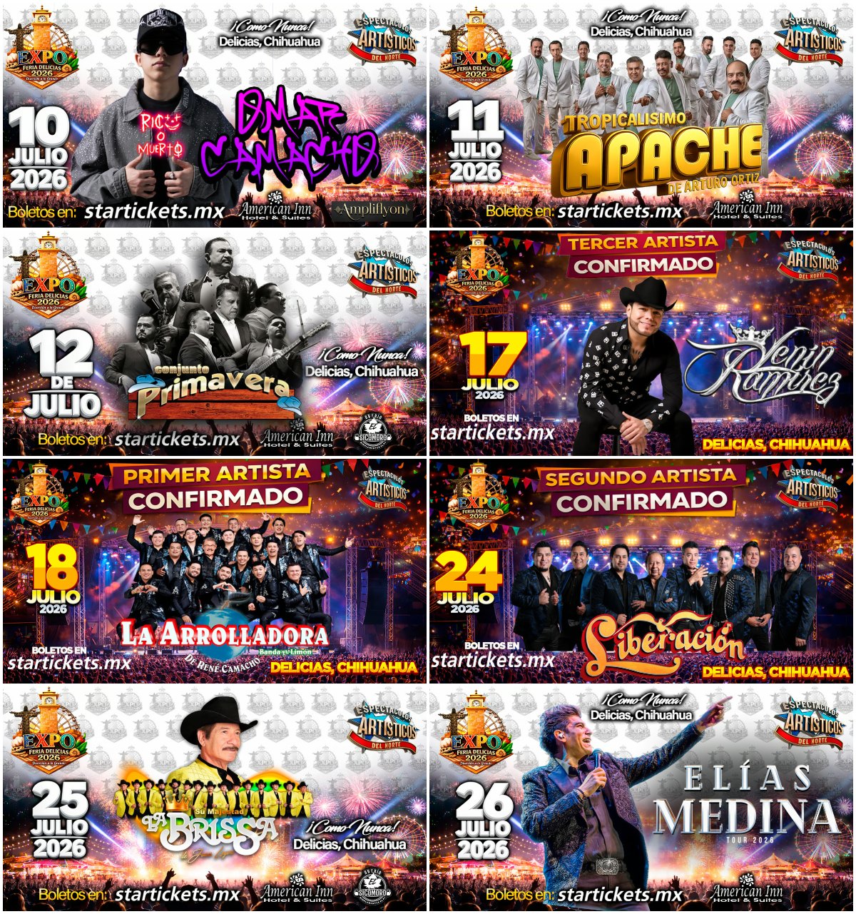 Cartelera artística Expo Feria Delicias 2026