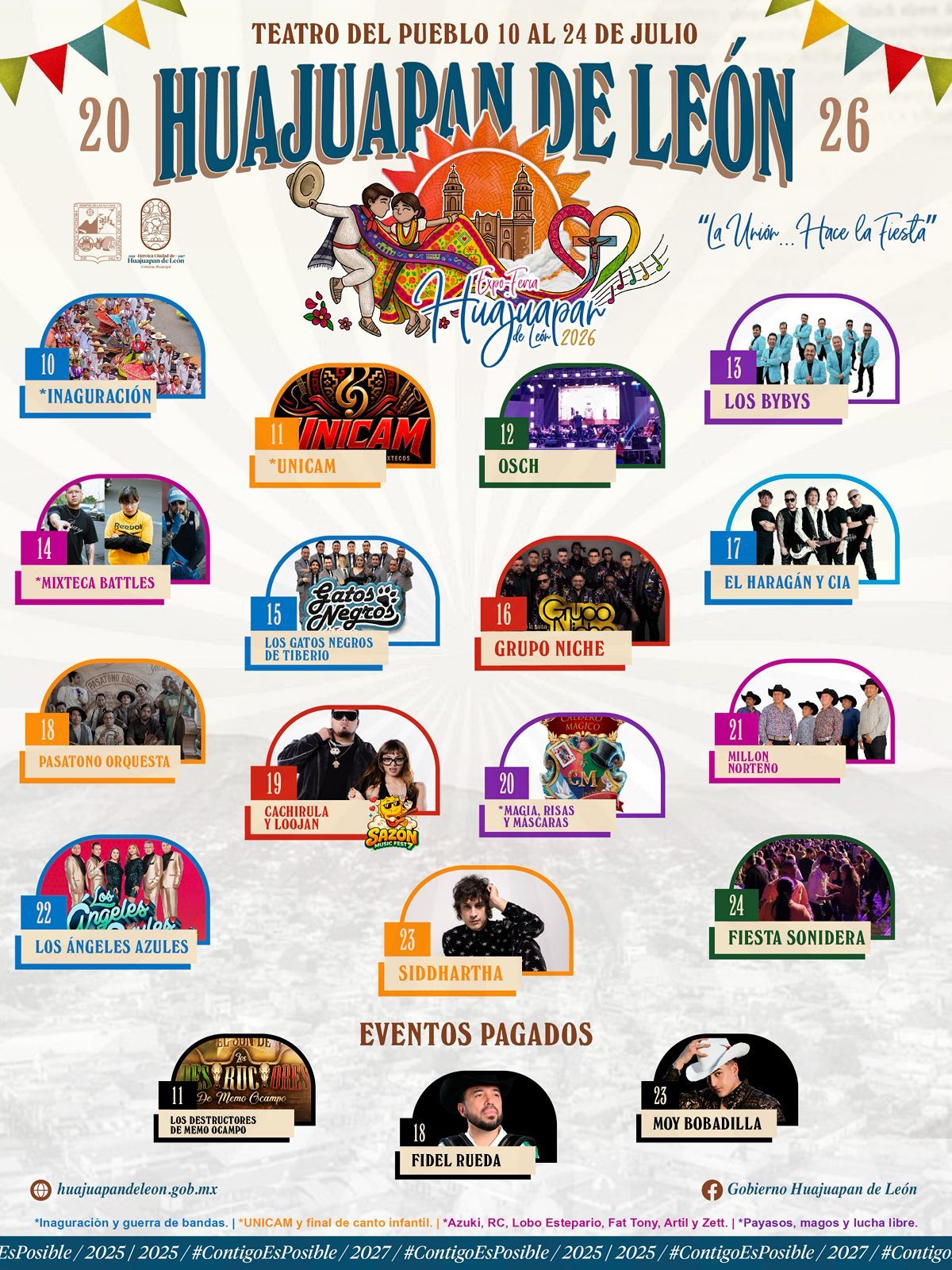 Cartelera artística Expo Feria Huajuapan de León 2026