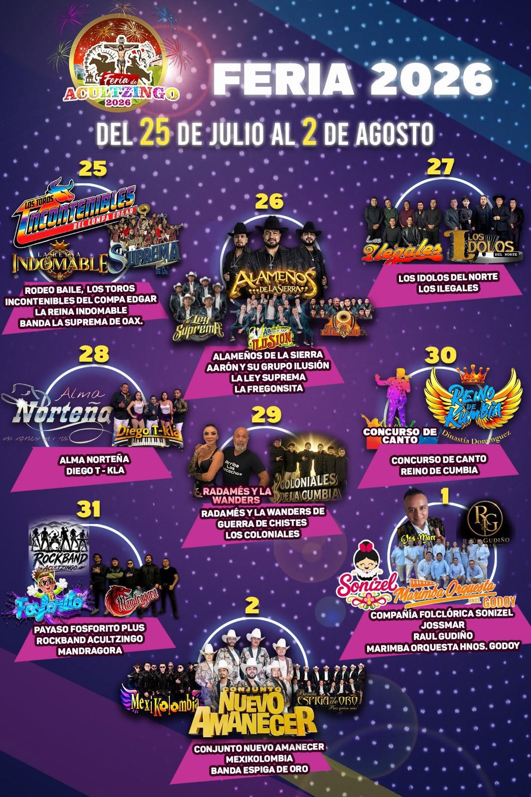 Cartelera artística Feria Acultzingo 2026
