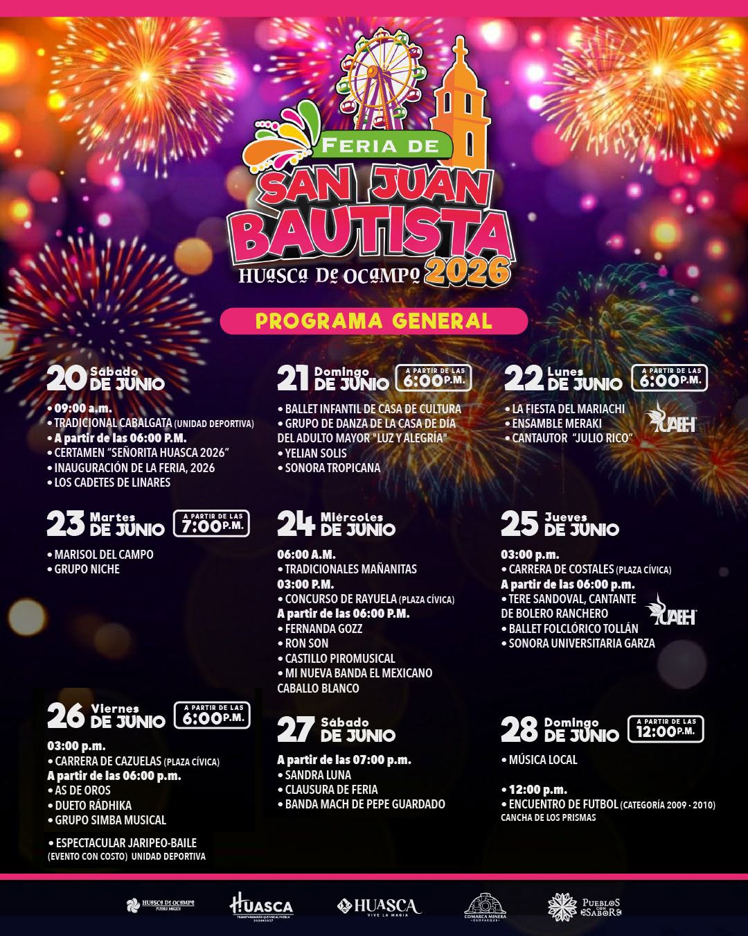 Programa completo Feria Patronal Huasca 2026