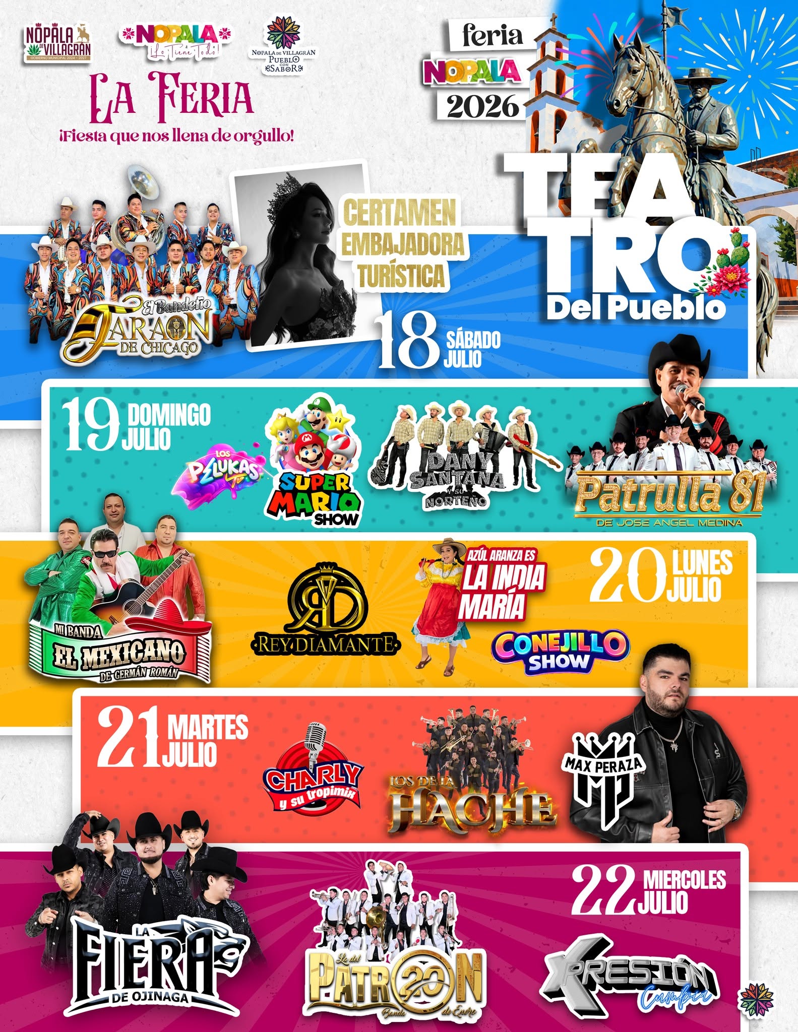 Cartelera artística Feria Nopala de Villagrán 2026