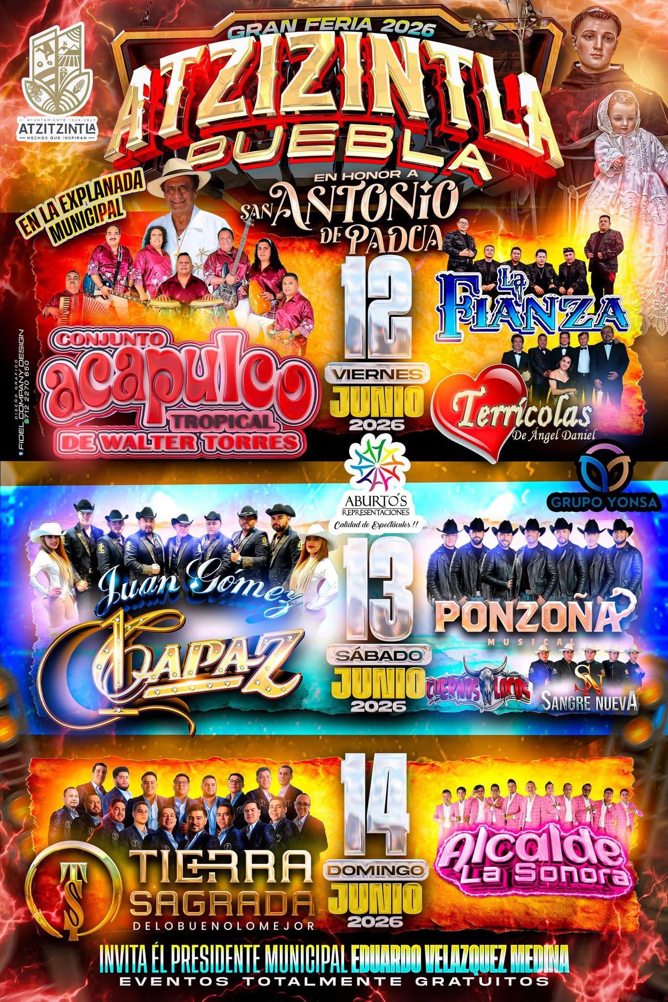 Feria Patronal Atzitzintla 2026 elenco