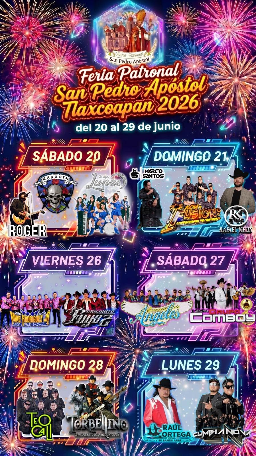 Cartelera artística Feria Patronal Tlaxcoapan 2026