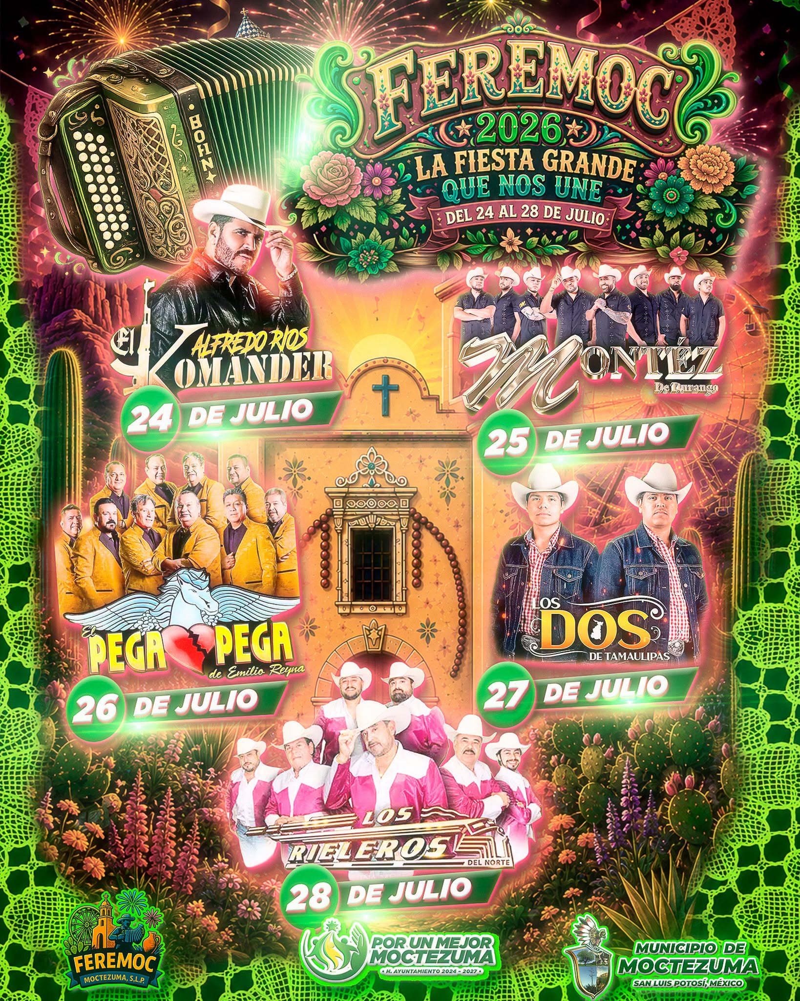 Cartelera artística Feria Regional Moctezuma FEREMOC 2026