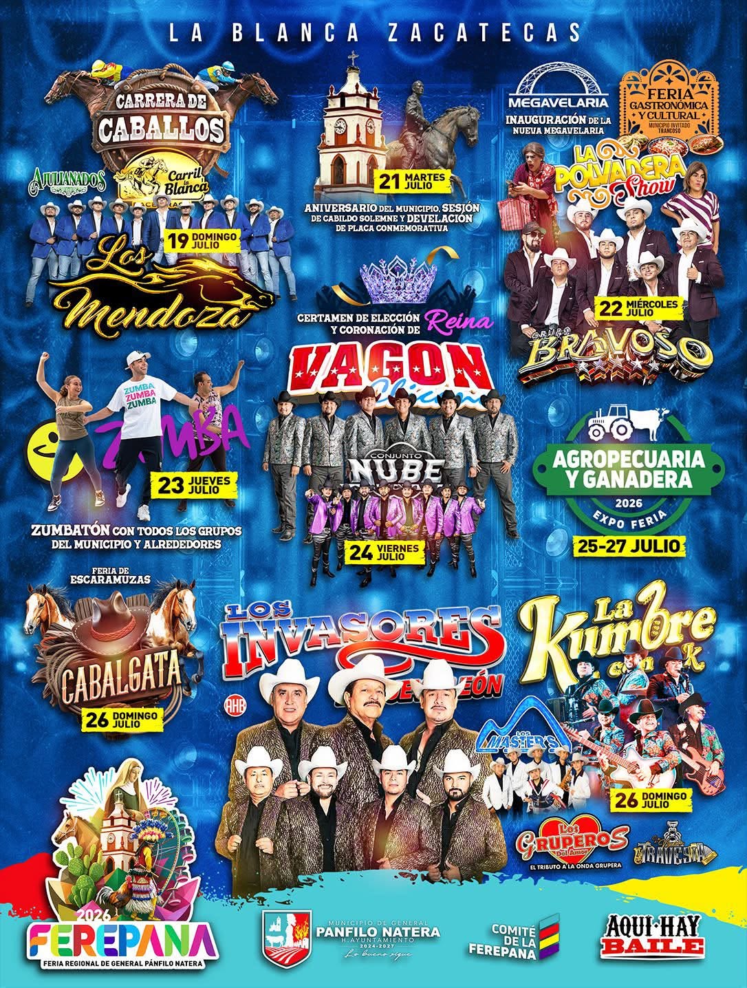 Cartelera artística Feria Regional Pánfilo Natera 2026