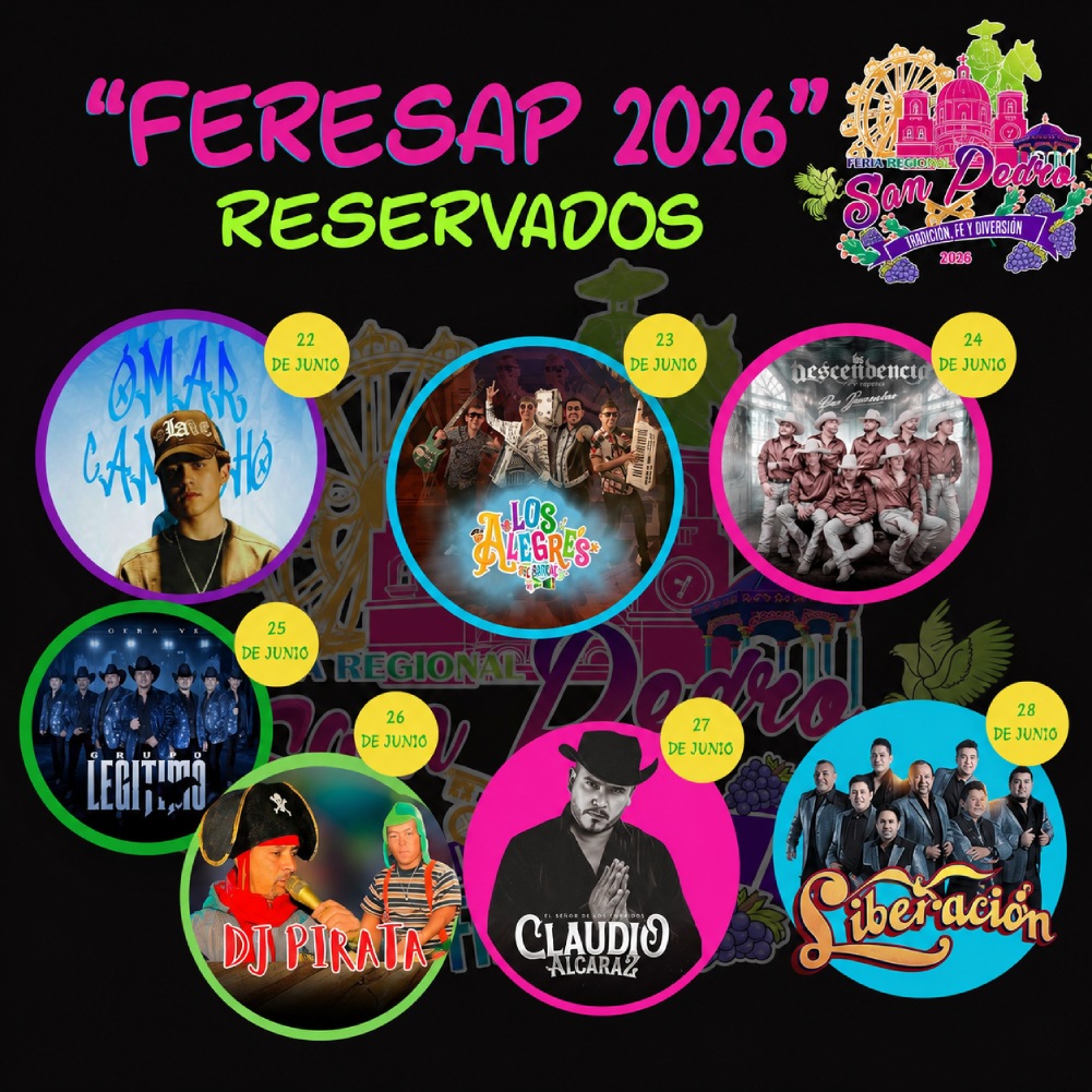 Cartelera Feria Regional San Pedro Cuauhtemoc 2026