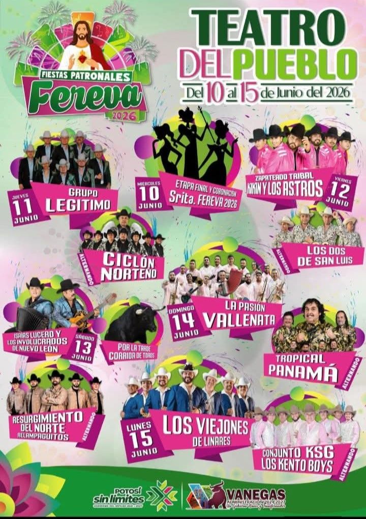 Cartelera artística Feria Regional de Vanegas 2026