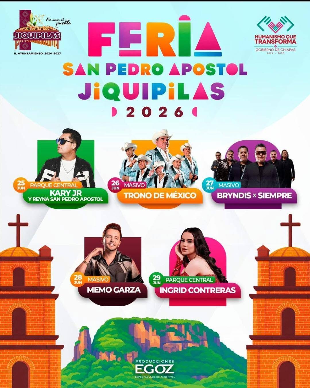 Feria San Pedro Apóstol Jiquipilas 2026 elenco