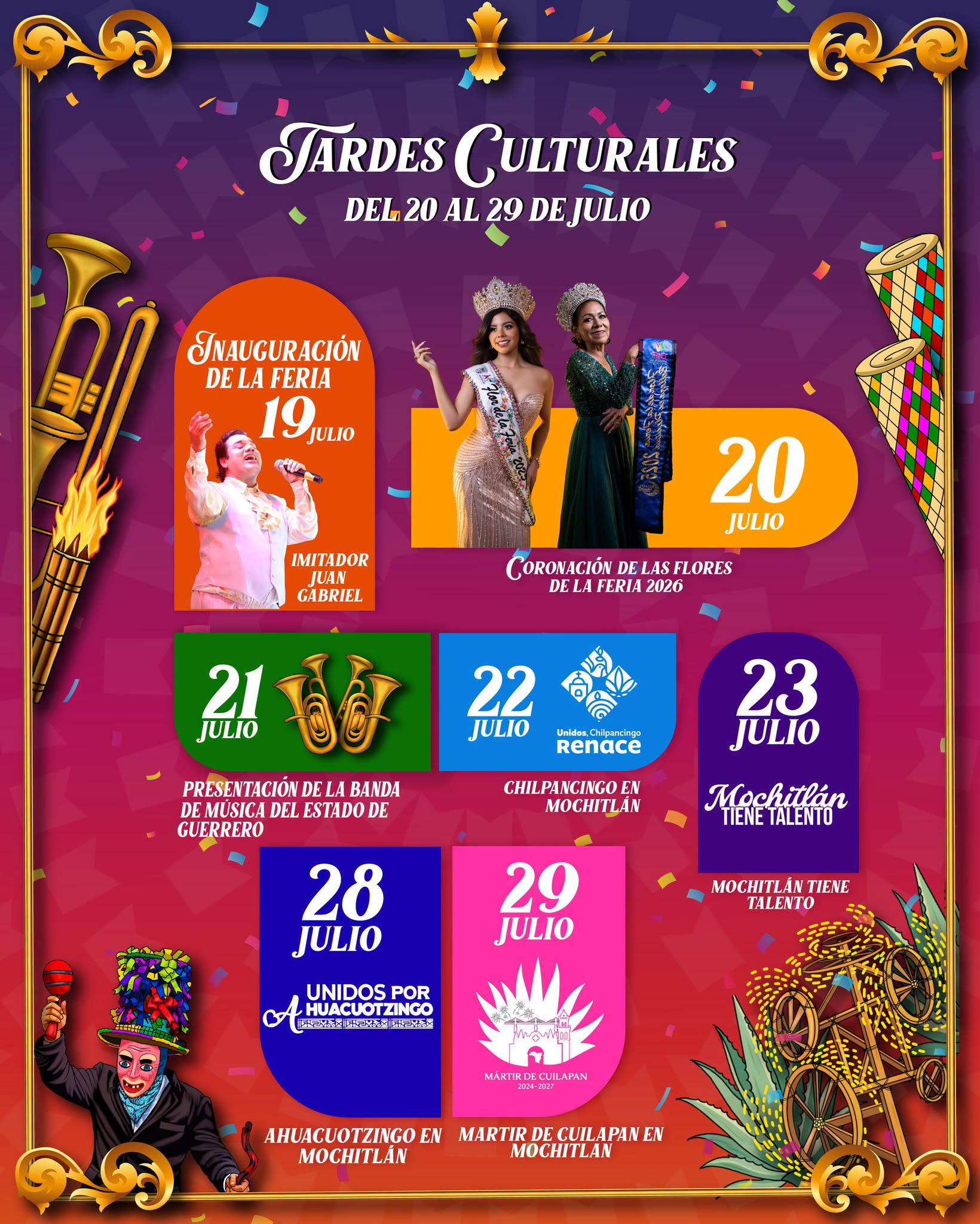 Cartelera artística Feria Santa Ana Mochitlán 2026