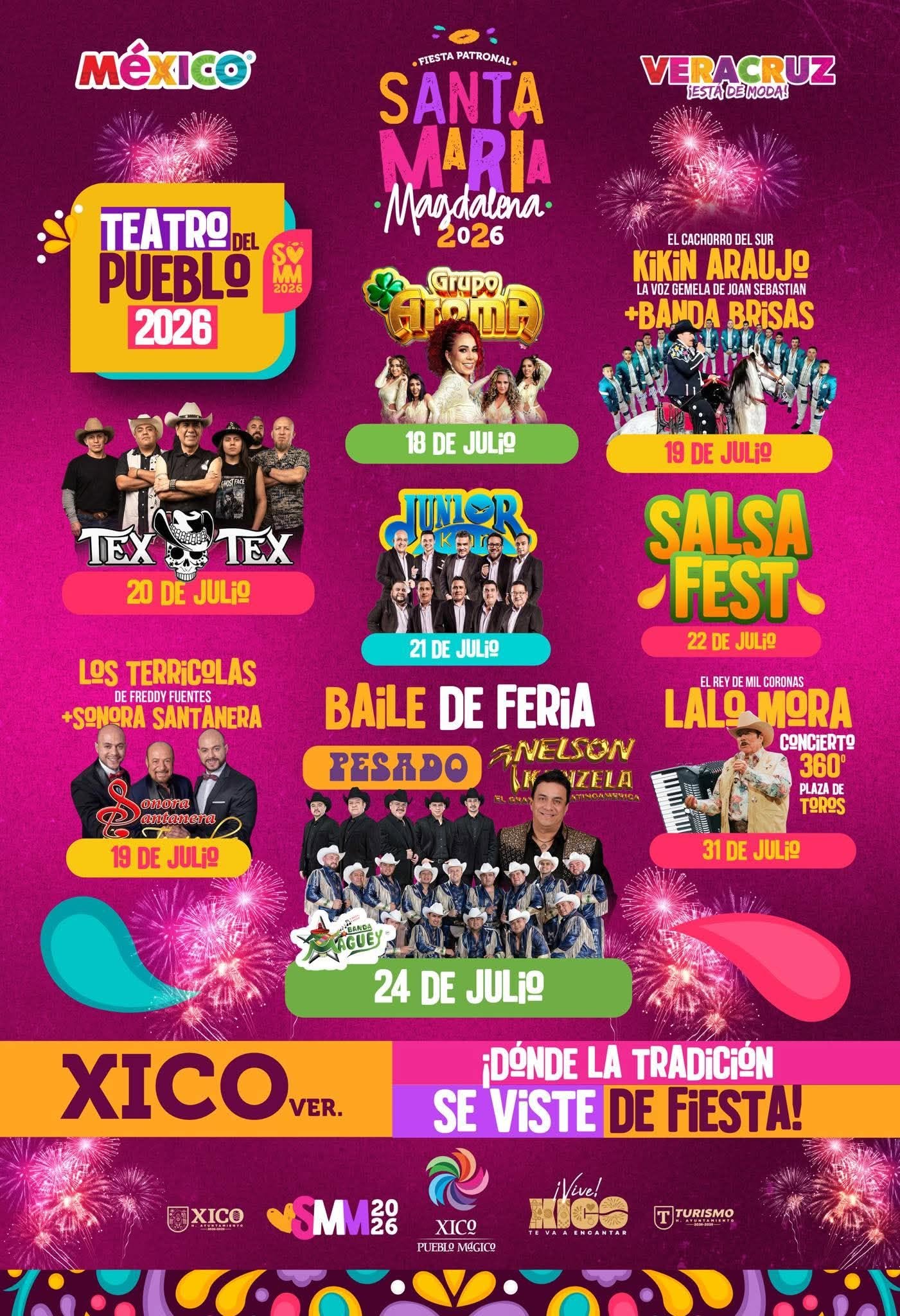 Cartelera artística Feria Santa María Magdalena Xico 2026