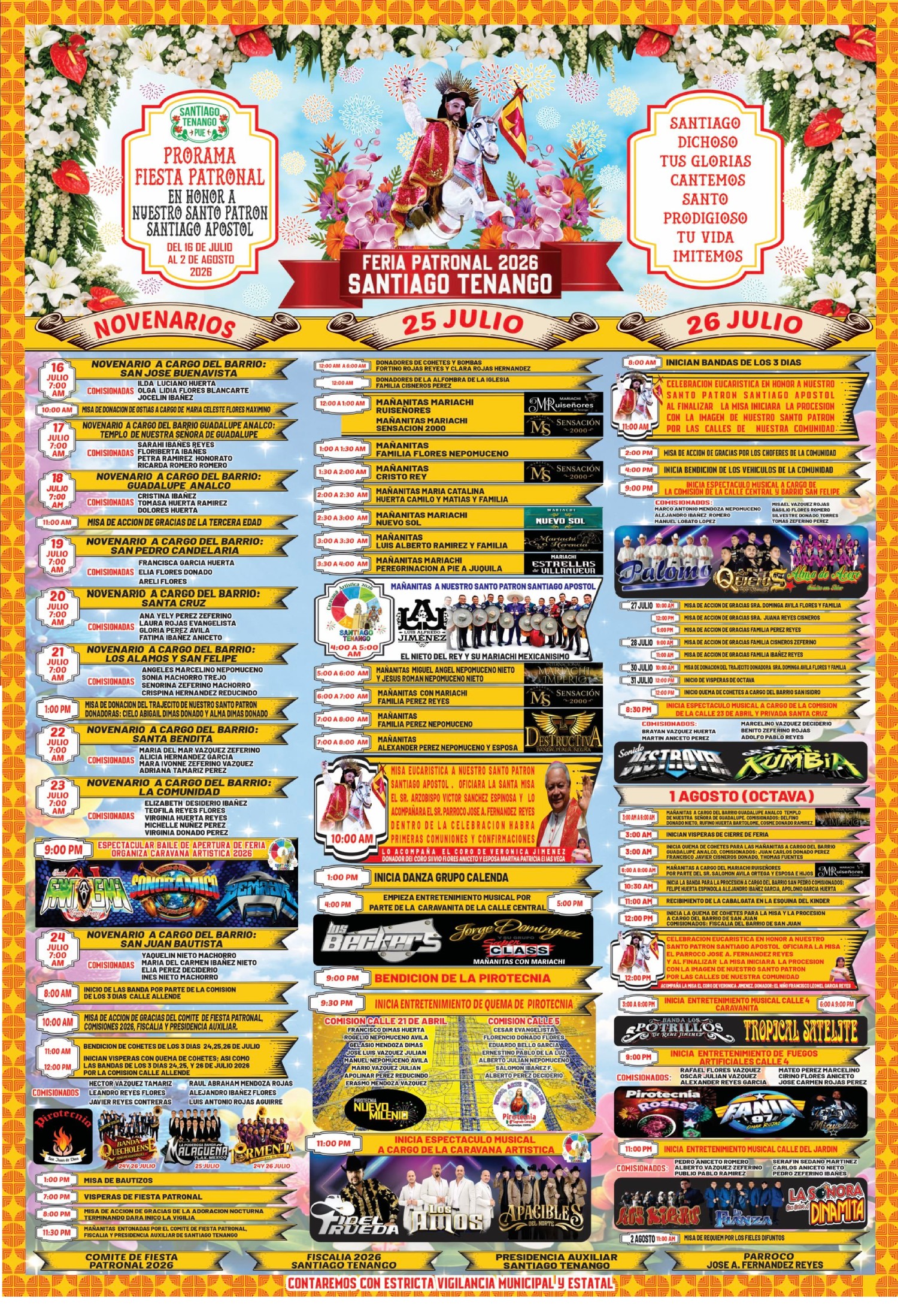 Programa y Cartelera artística Feria Santiago Tenango 2026