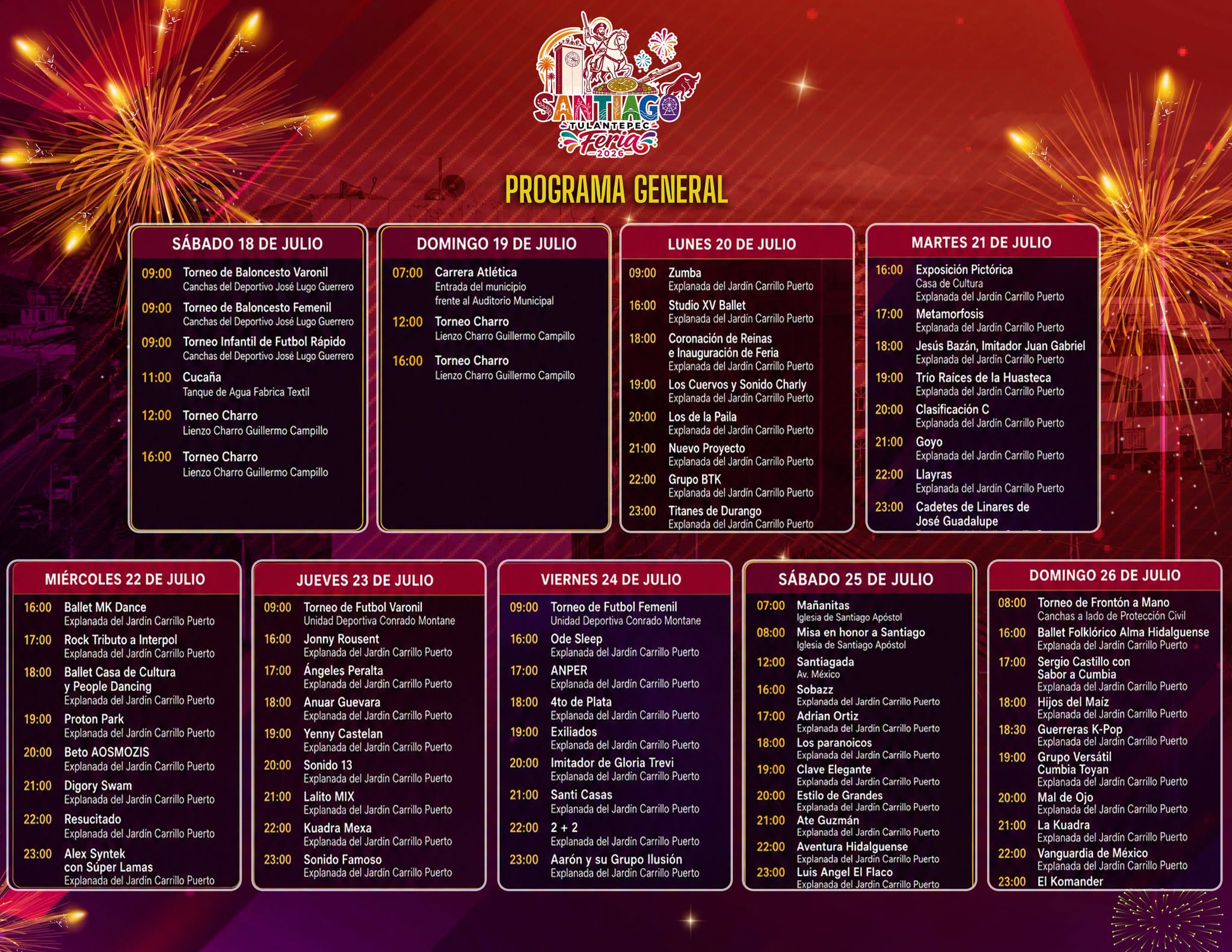 Programa completo Feria Santiago Tulantepec 2026