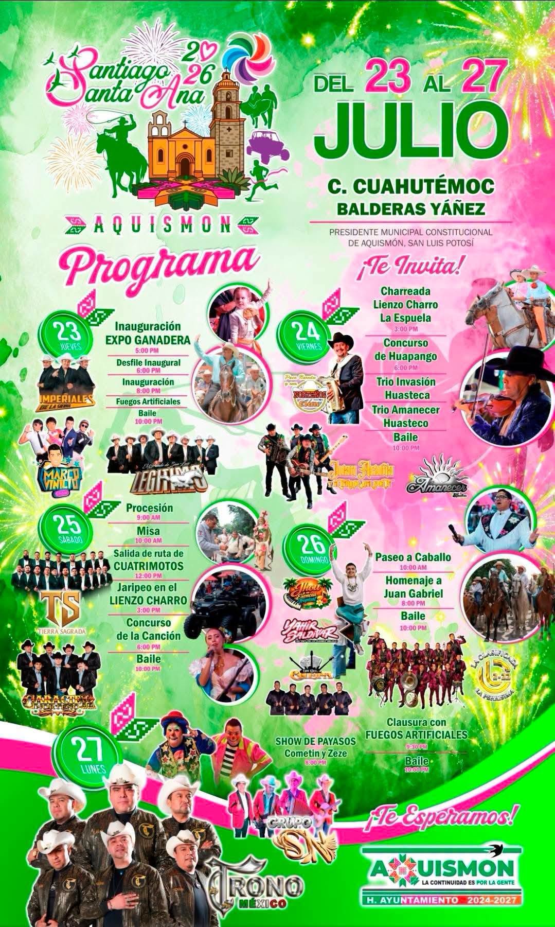 Programa completo Feria Santiago y Santa Ana Aquismón 2026