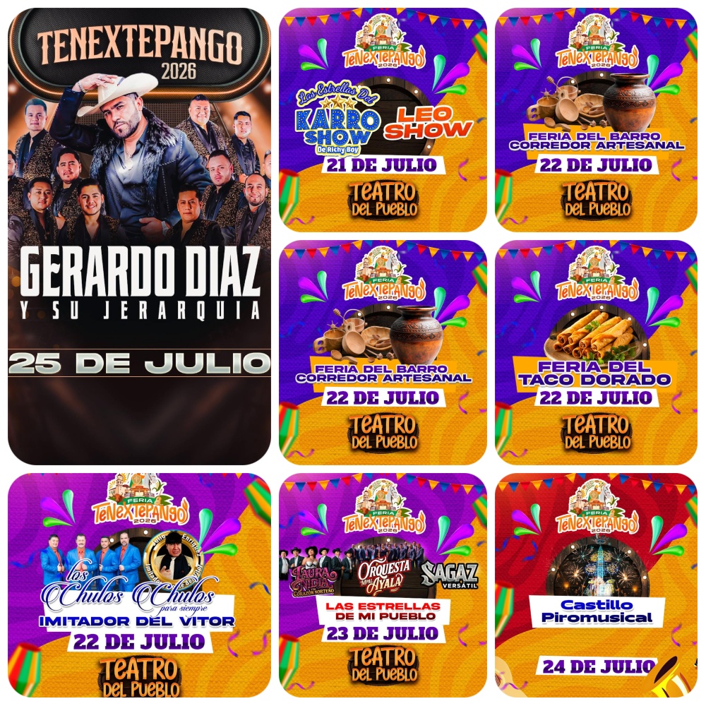Cartelera artística Feria Tenextepango 2026
