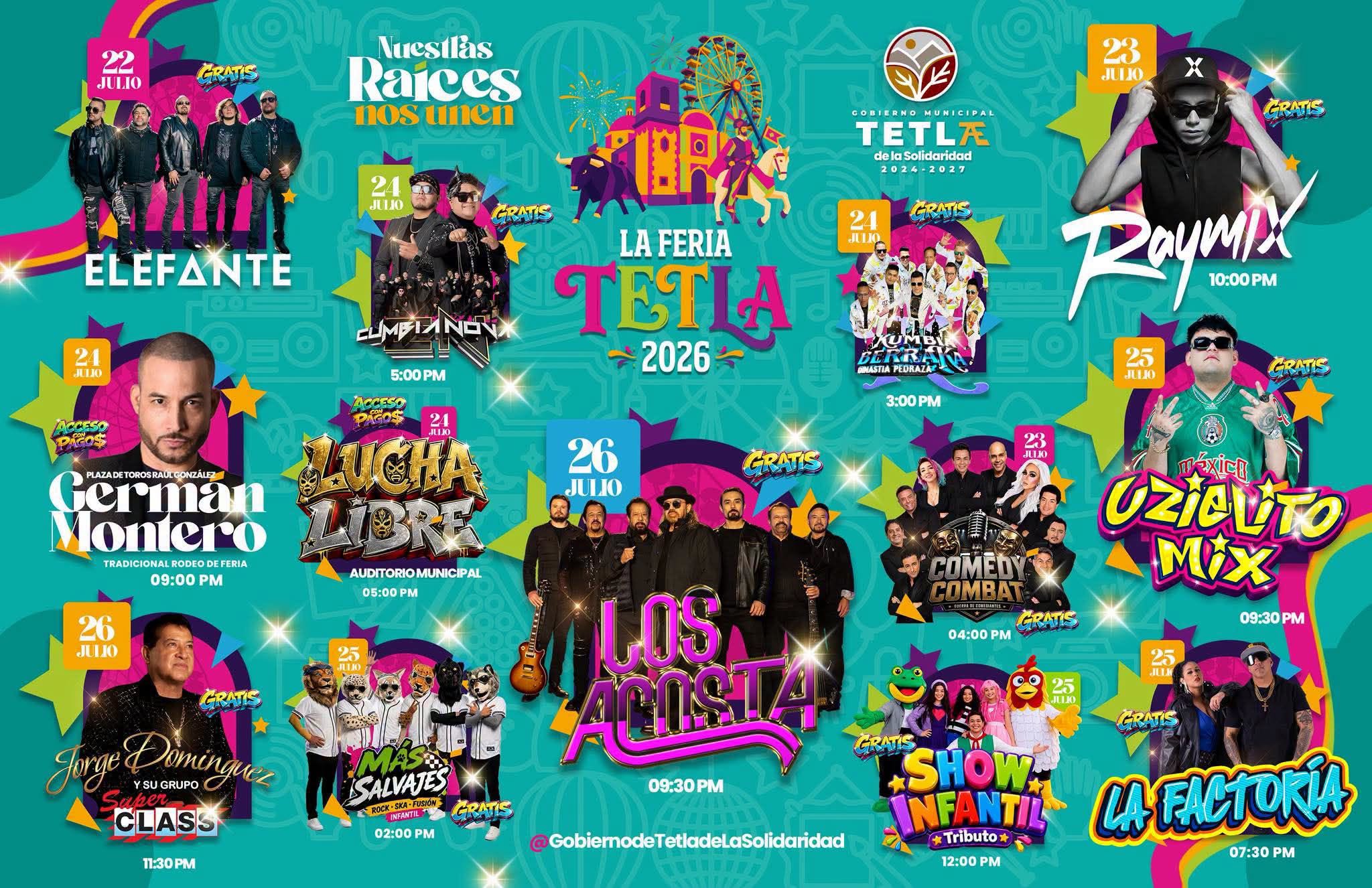 Cartelera artística Feria Patronal y Regional Santiago Tetla 2026