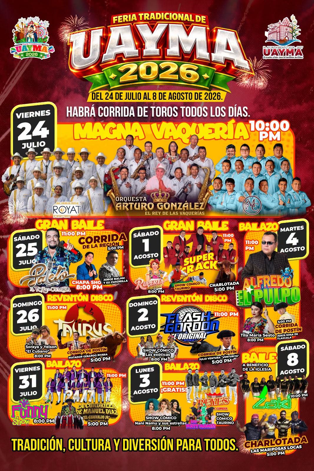 Cartelera artística Feria Tradicional Uayma 2026