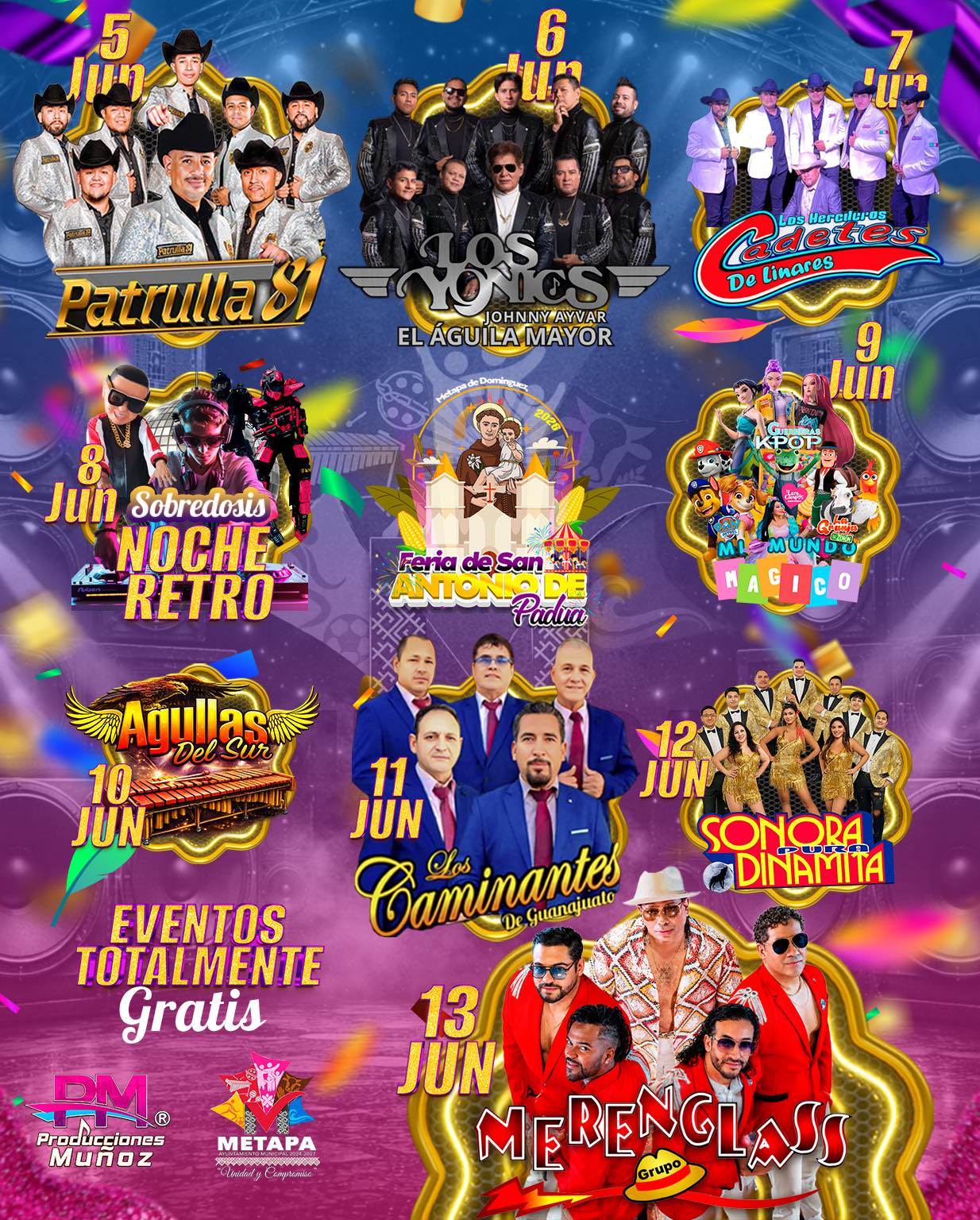 Cartelera artística Feria San Antonio de Padua Metapa 2026