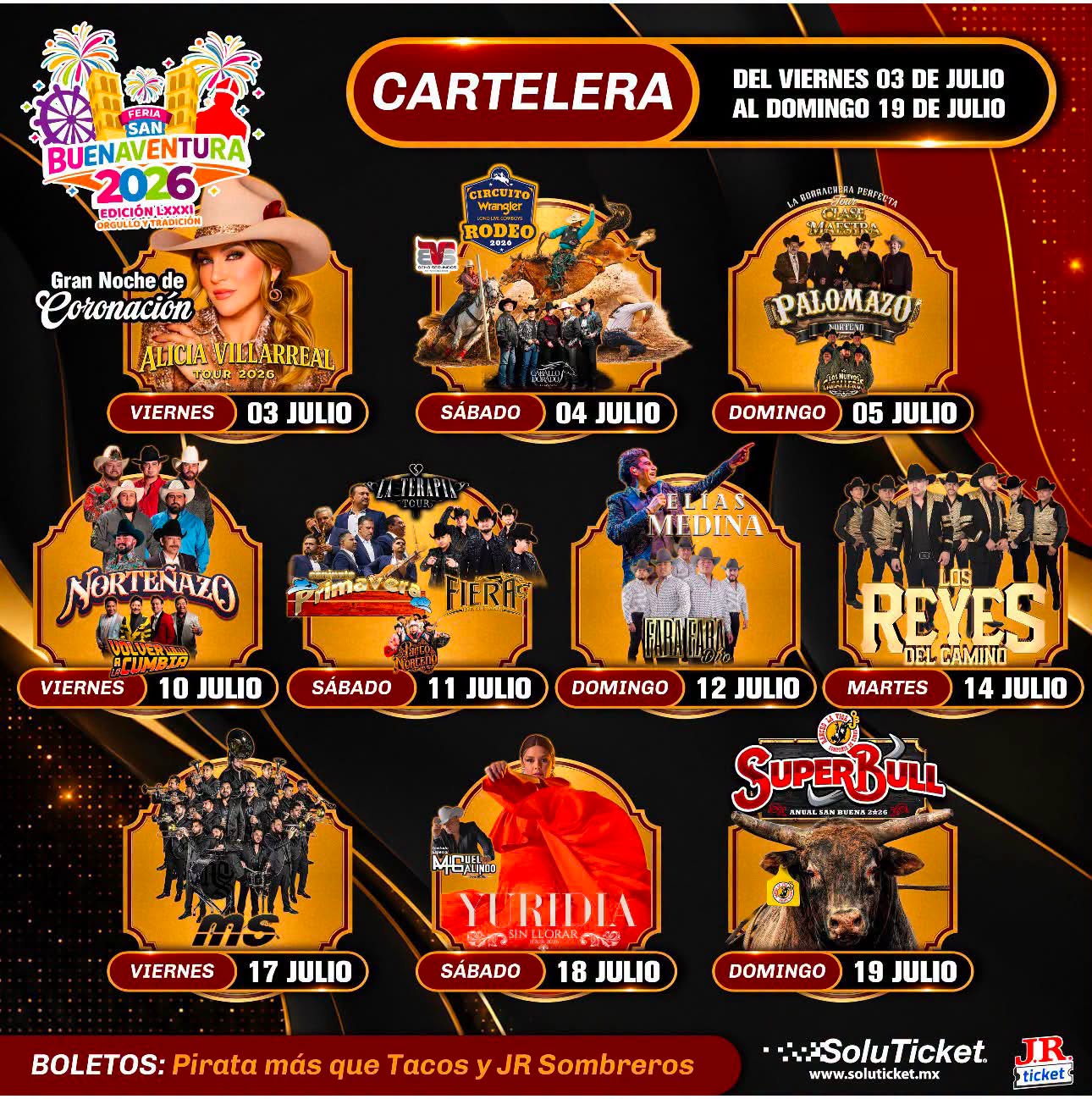 Cartelera artística Feria de San Buenaventura 2026