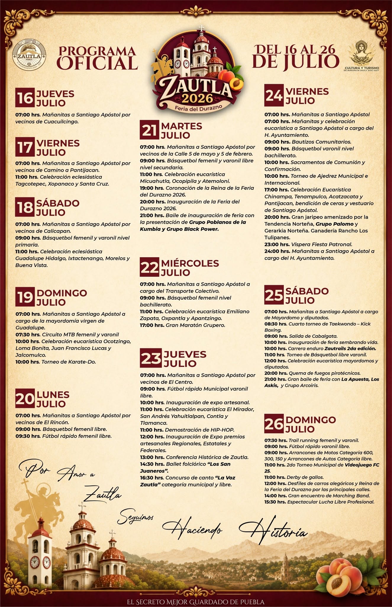 Programa Feria del Durazno Zautla 2026