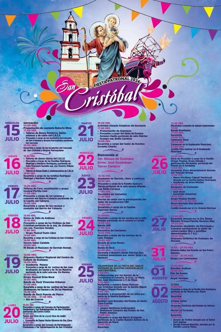 Programa completo Fiesta Patronal San Cristóbal Ecatepec 2026