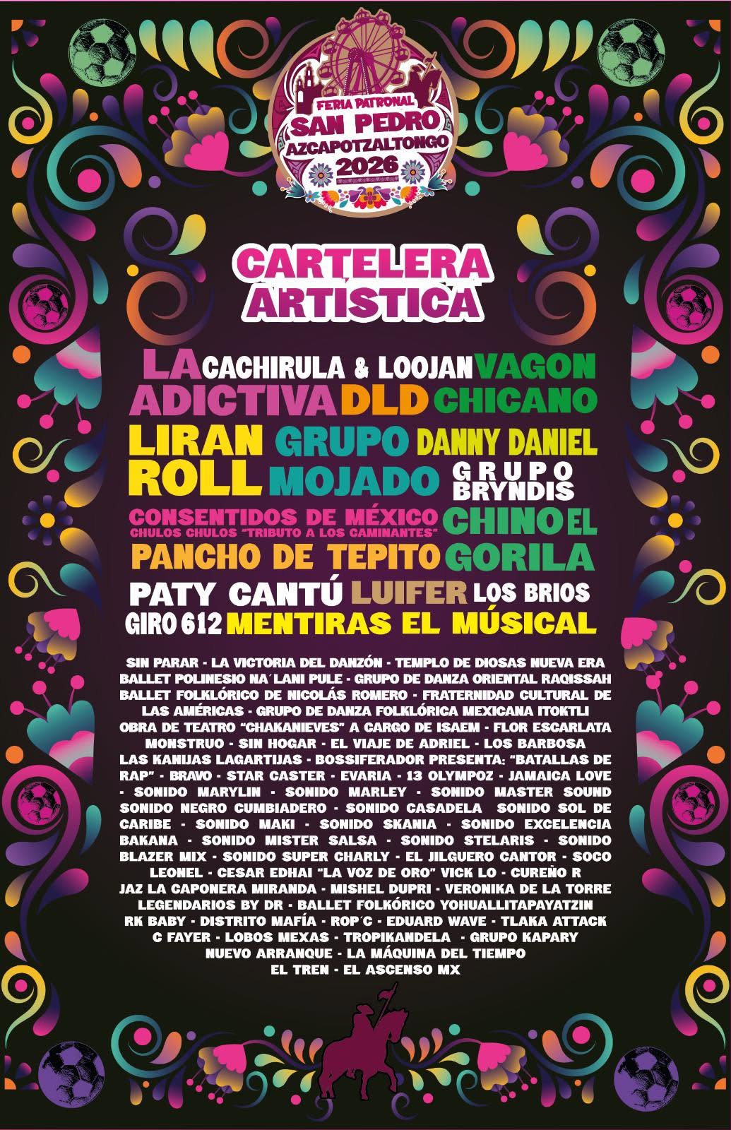Cartelera artística Fiesta Patronal San Pedro Azcapotzaltongo 2026