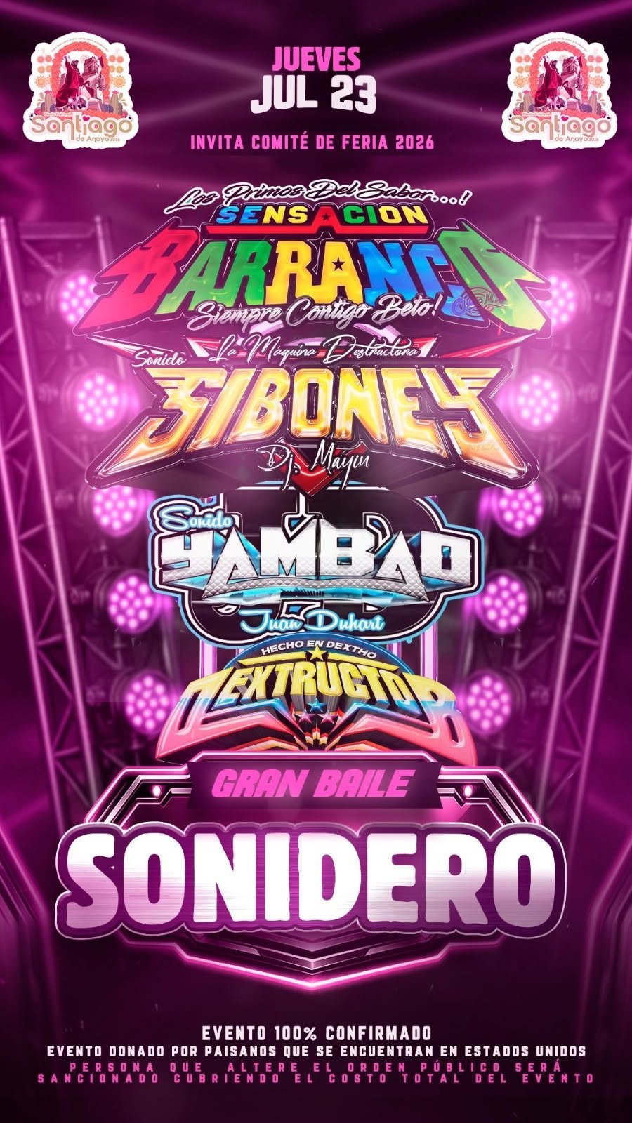 Jueves 23 de julio: Sonido Sensación Barranco, Sonido Siboney y Sonido Yambao