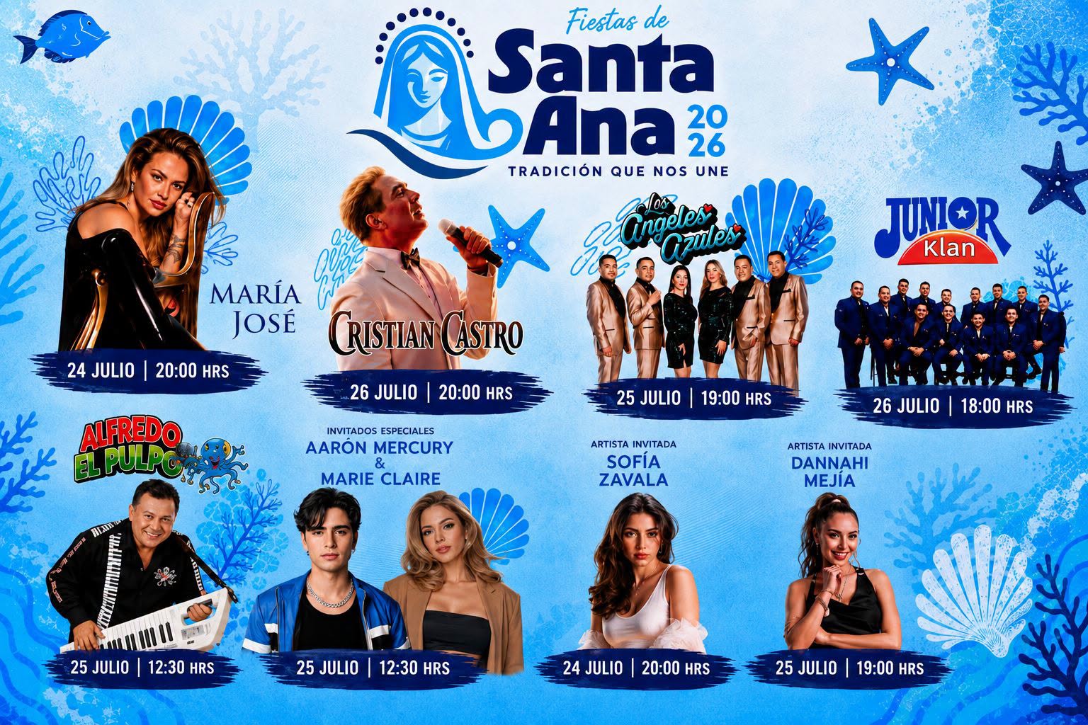 Cartelera artística Fiestas de Santa Ana Boca del Río 2026