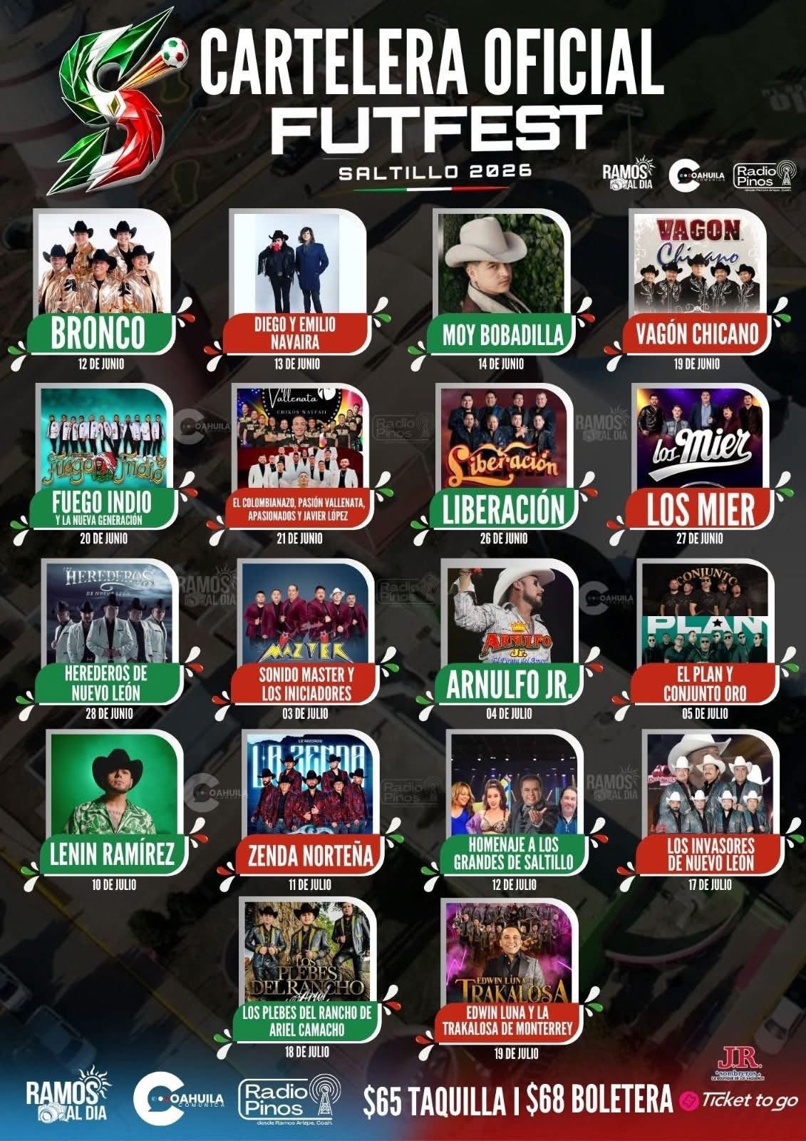Cartelera artística Fut Fest Saltillo 2026