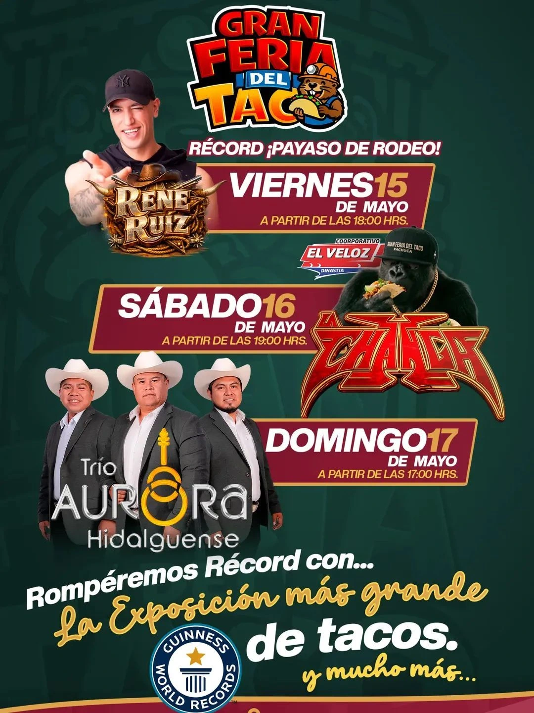 Cartelera artística Gran Feria del Taco Pachuca 2026