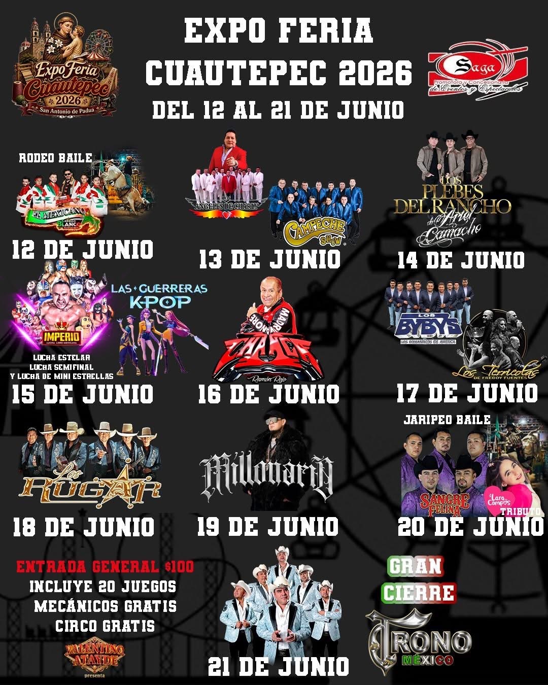 Cartelera artística Expo Feria Cuautepec 2026