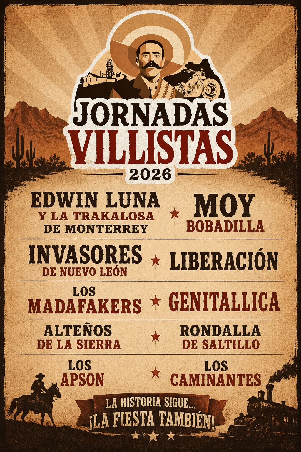 Cartelera artística Jornadas Villistas Parral 2026