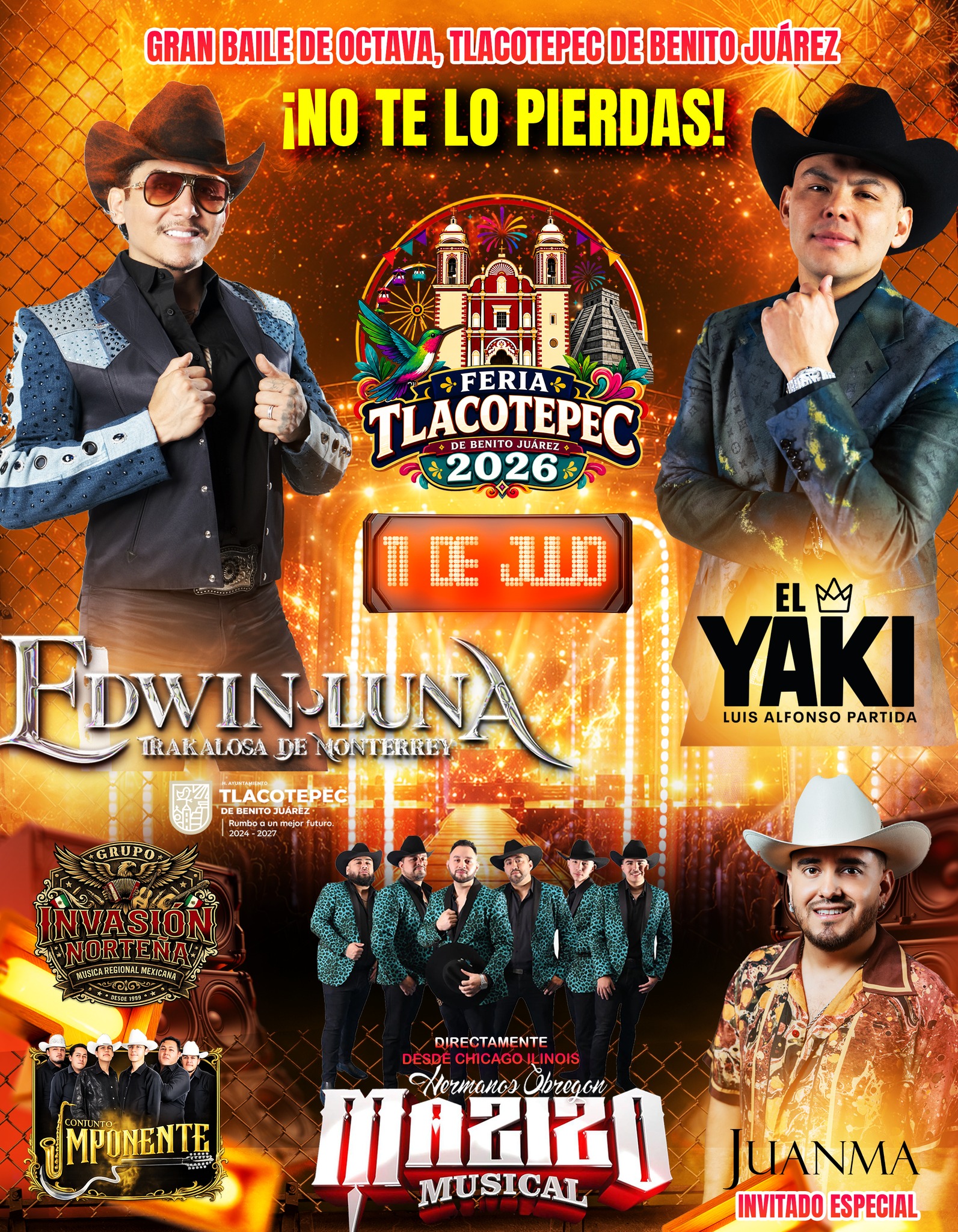 Cartelera artística Feria Tlacotepec de Benito Juárez 2026