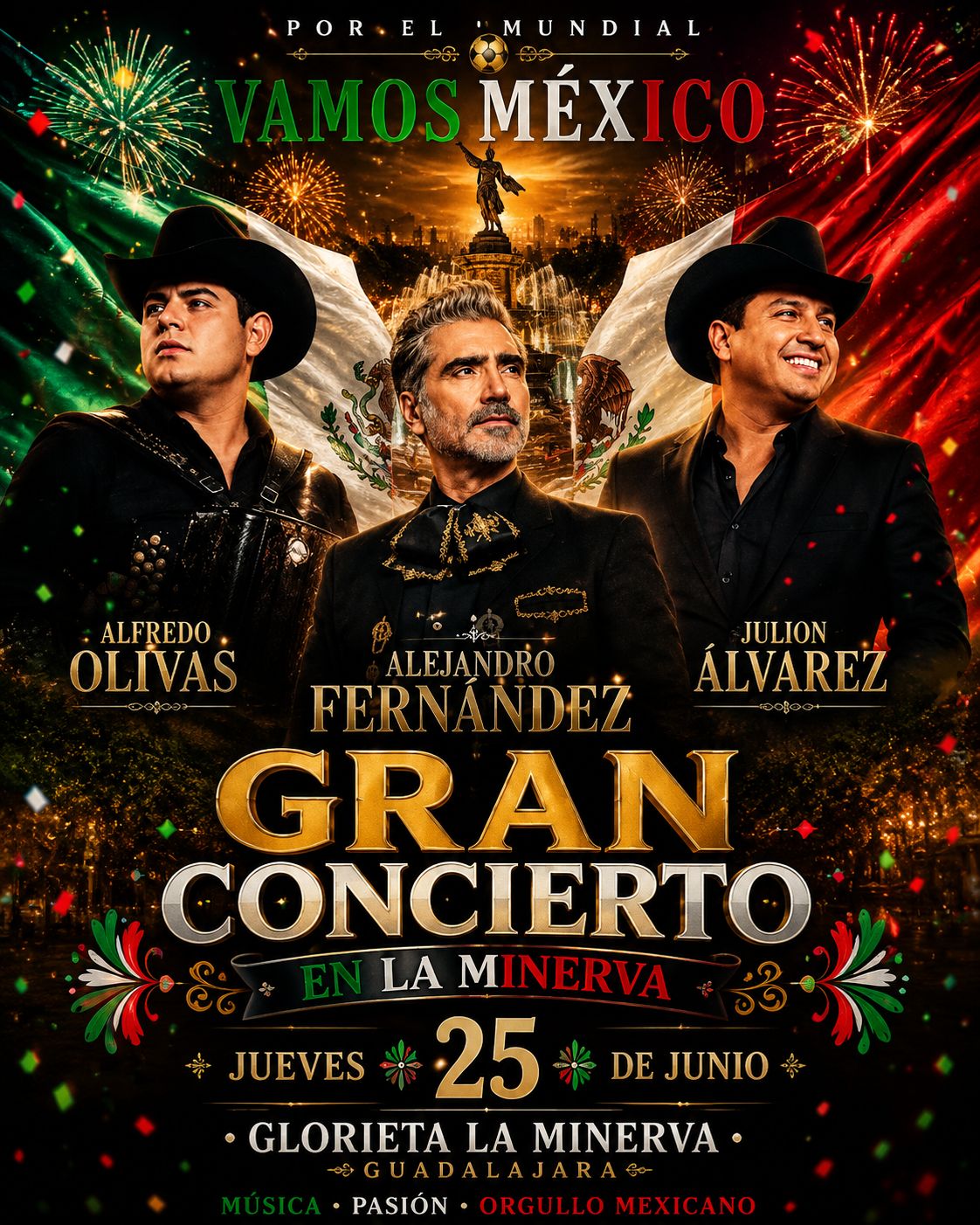 Alejandro Fernandez Julion Alvarez Alfredo Olivas Serenata Guadalajara Mundial 2026