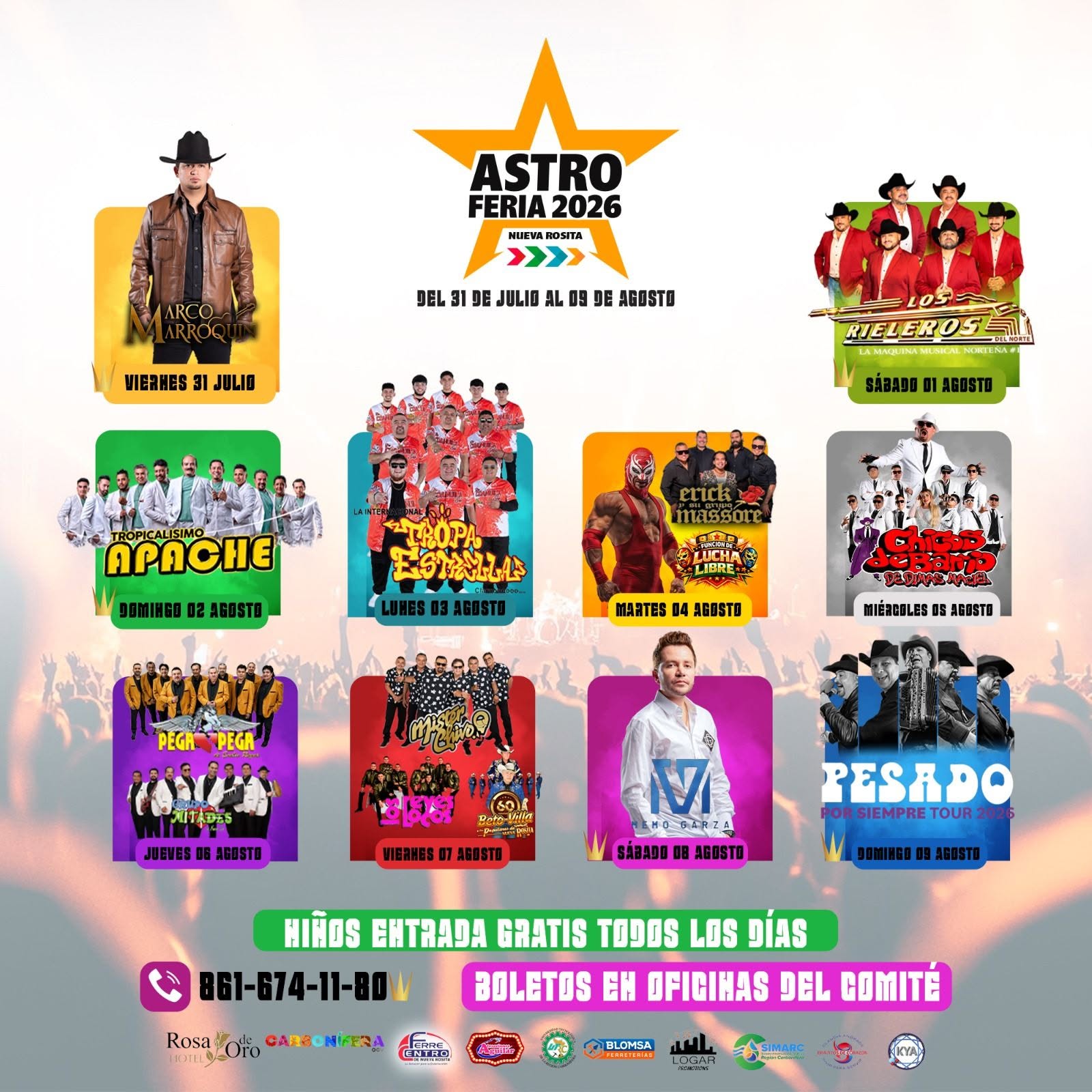 Cartelera Artística Astro Feria Rosita 2026
