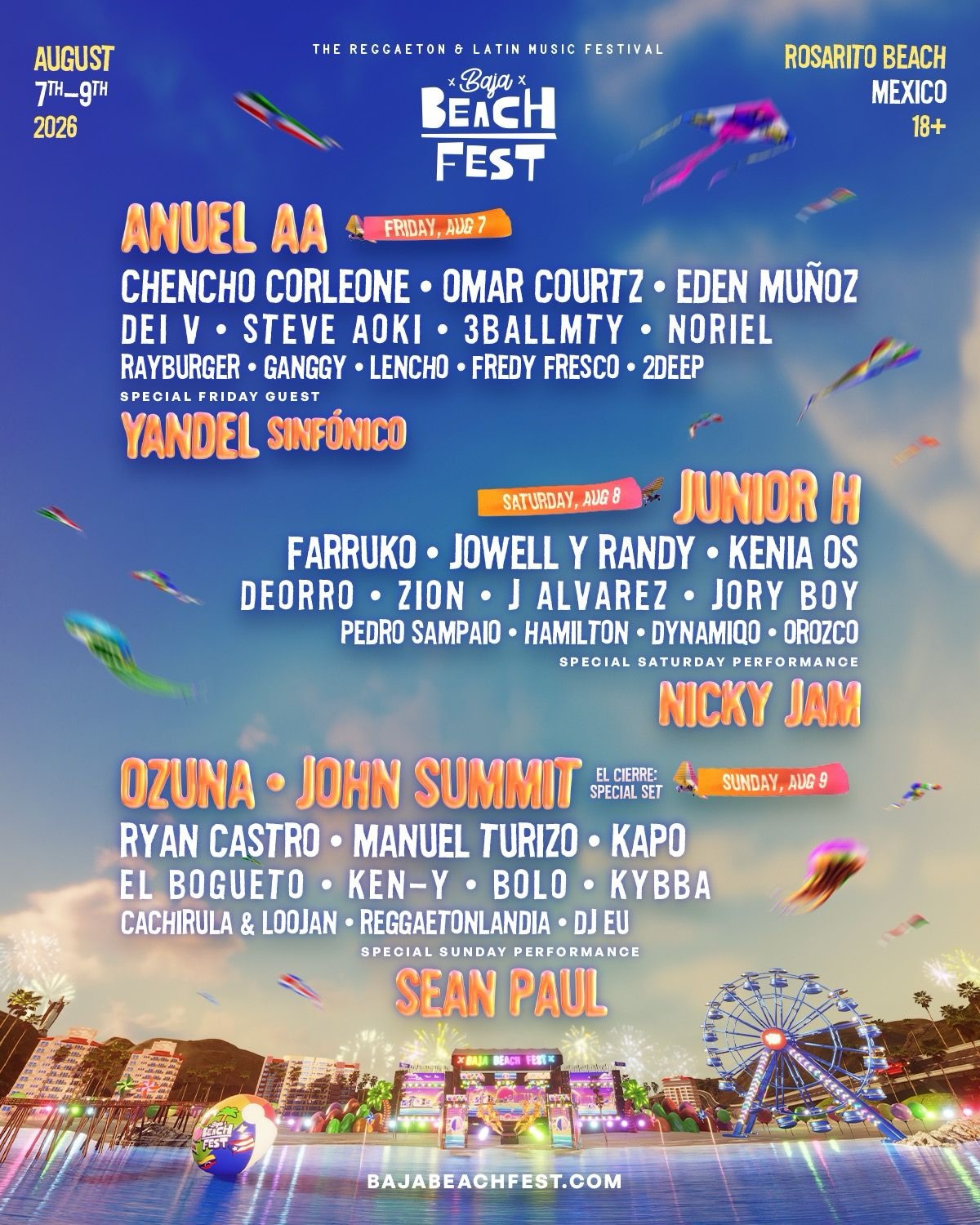 Cartelera Artística Baja Beach Fest 2026