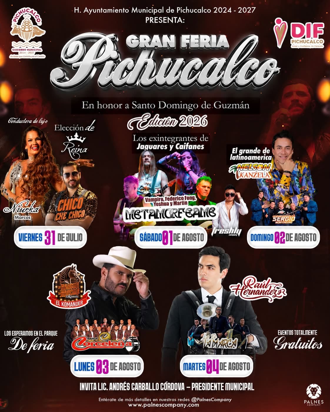 Cartelera Artística Feria Pichucalco 2026