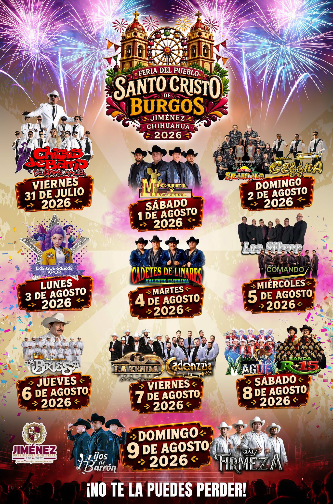 Cartelera Artística Feria Santo Cristo de Burgos Jiménez 2026