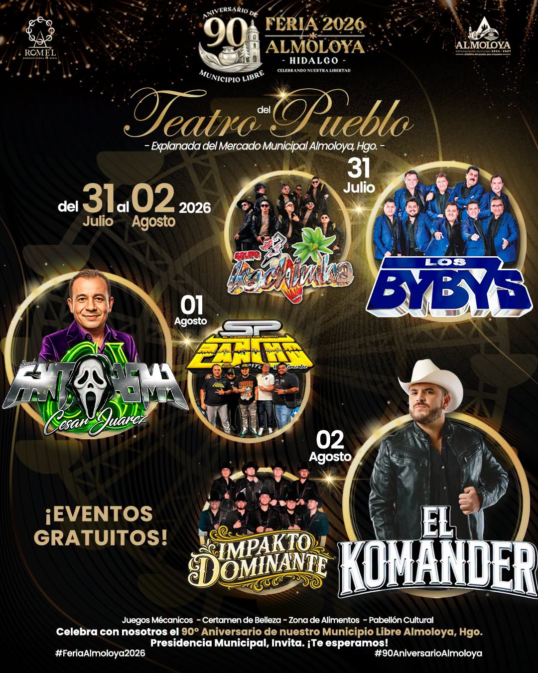 Cartelera Artística Feria de Aniversario Almoloya 2026