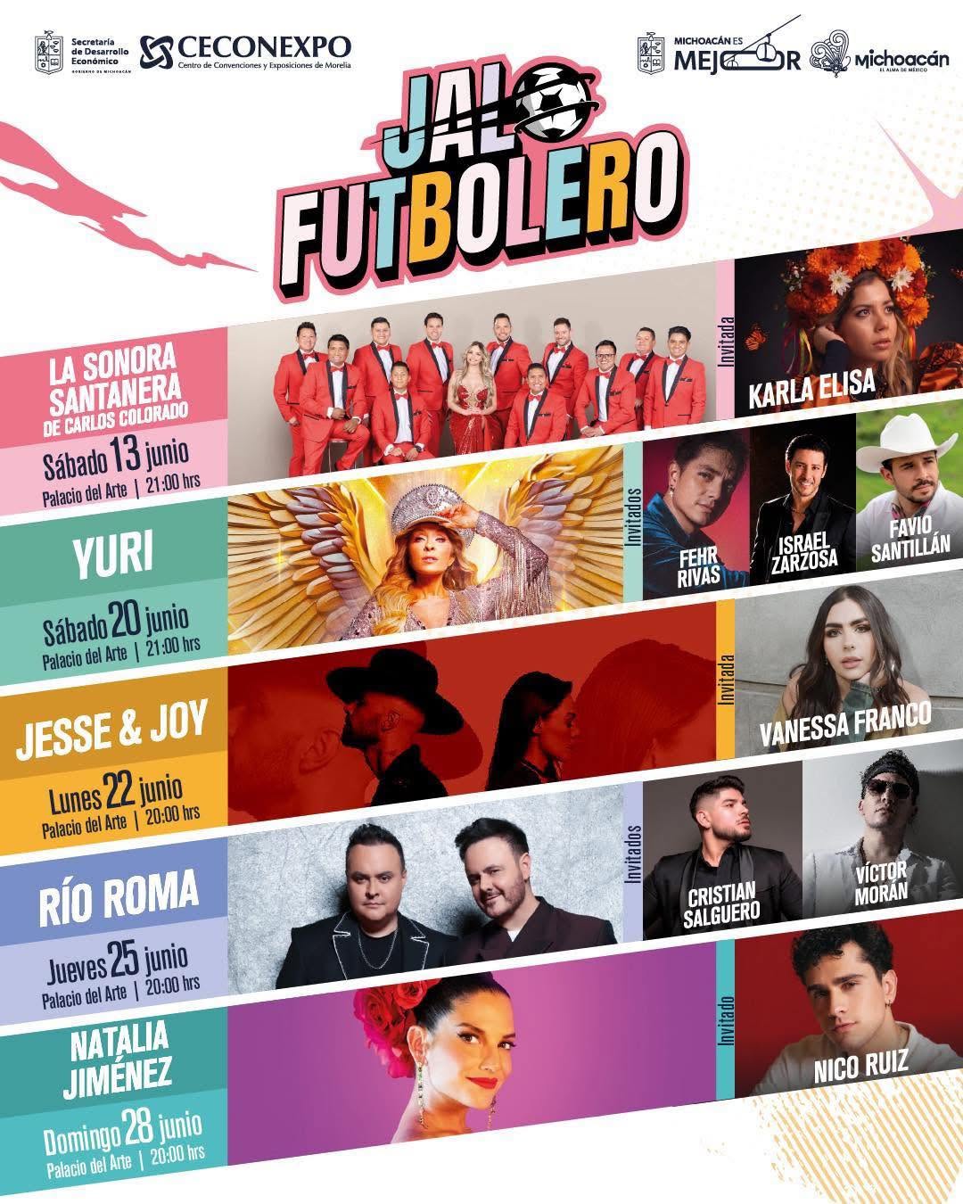 Cartelera de conciertos Jalo Futbolero 2026