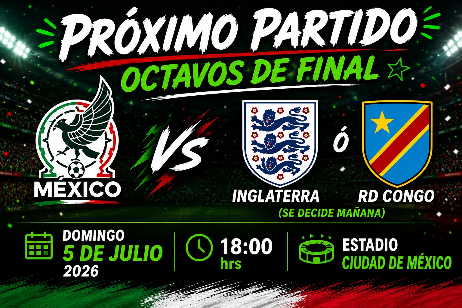 proximo partido mexico octavos de final